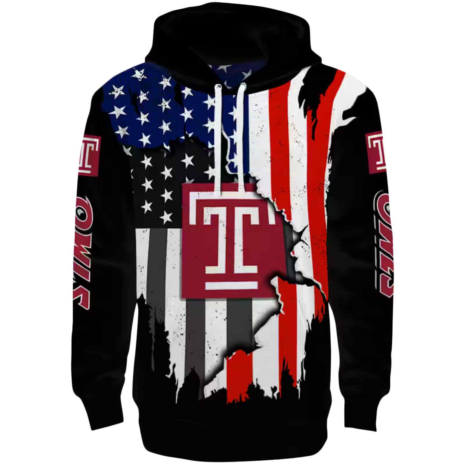 Temple Owls American Pride Black Hoodie