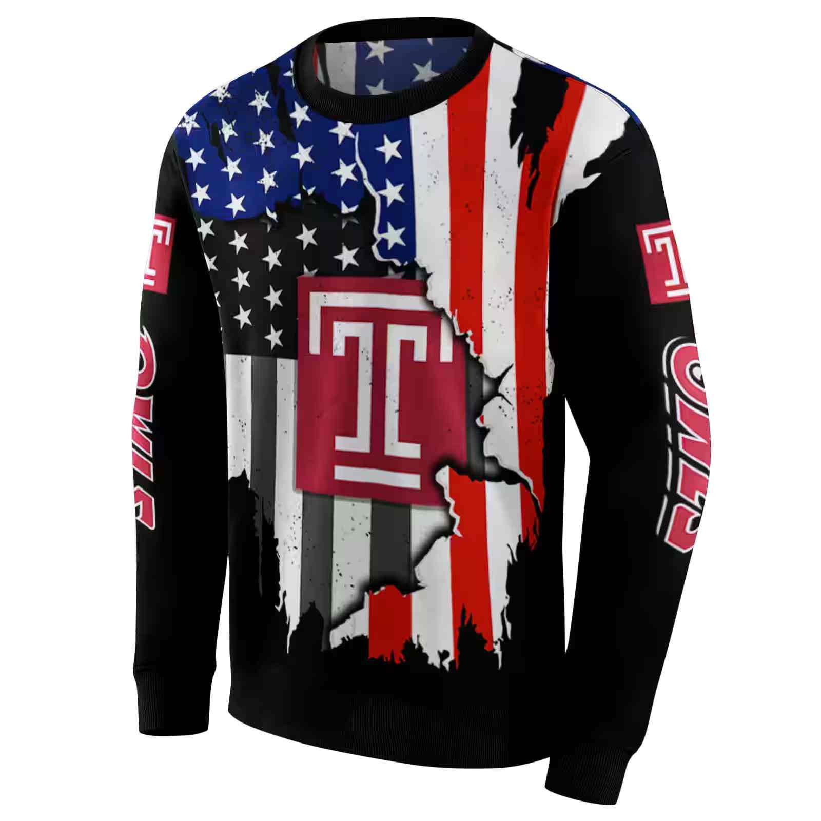 temple owls american pride black hoodie new arrival