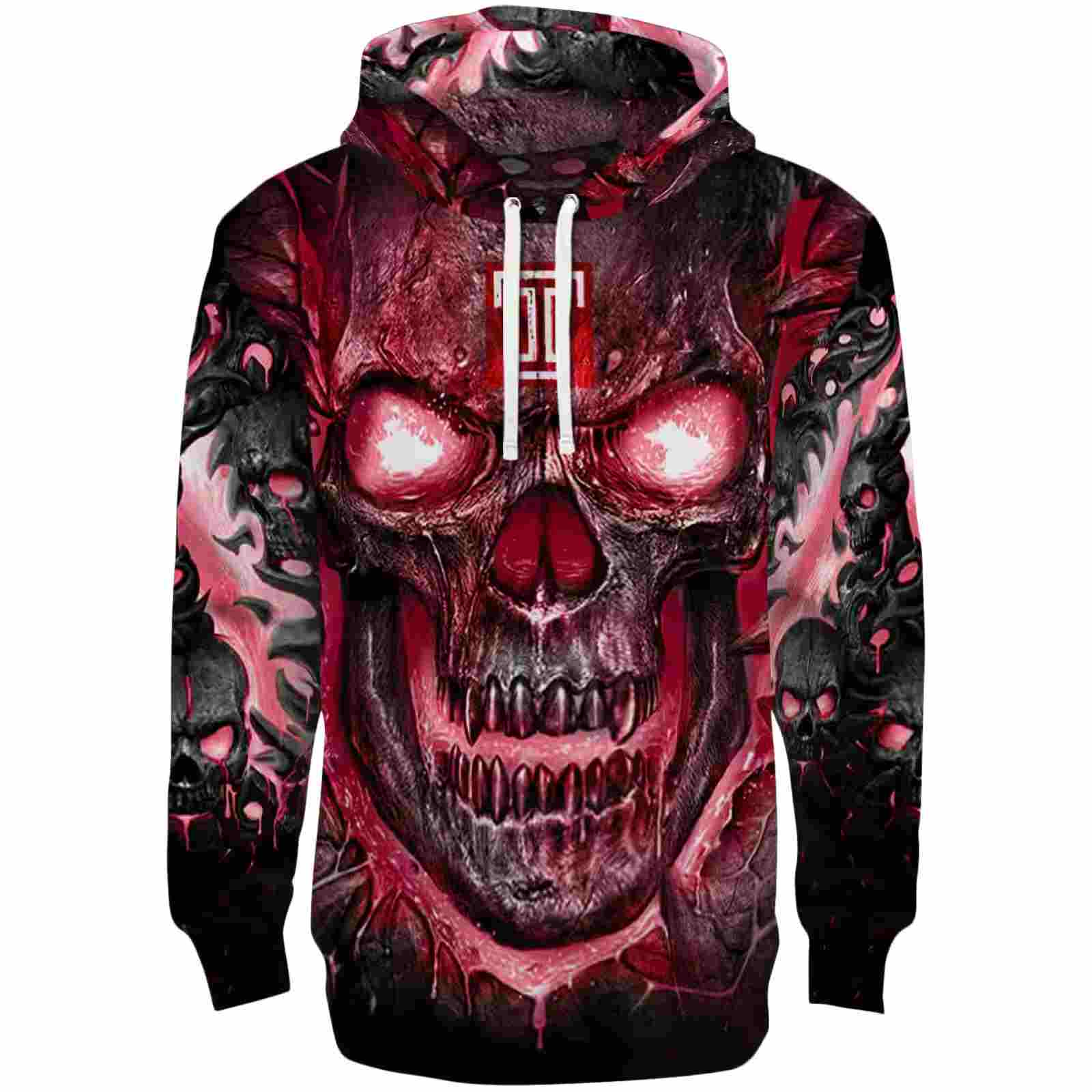 Temple Owls Demonic Skull Red Black Hoodie