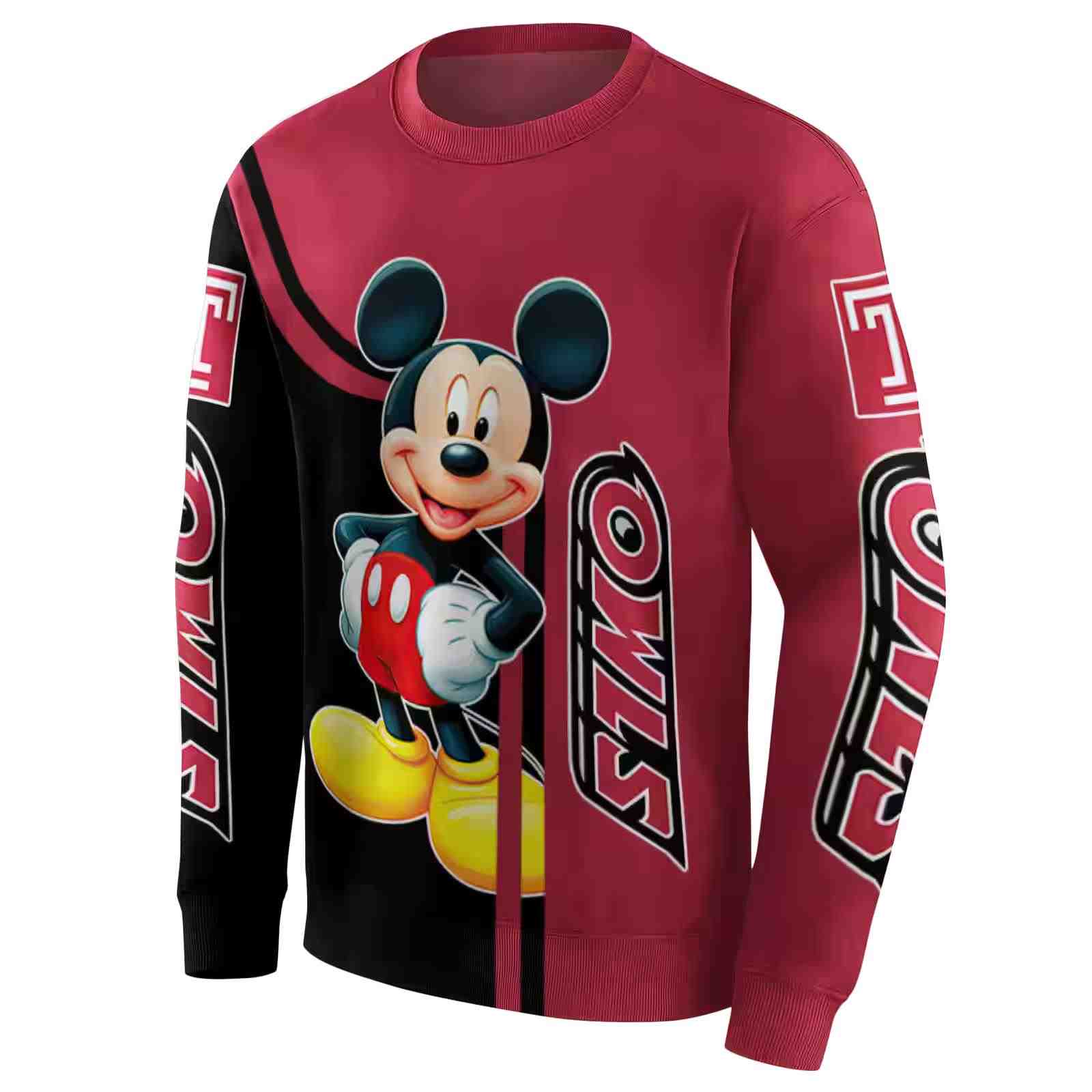 temple owls mickey mouse red black hoodie new arrival