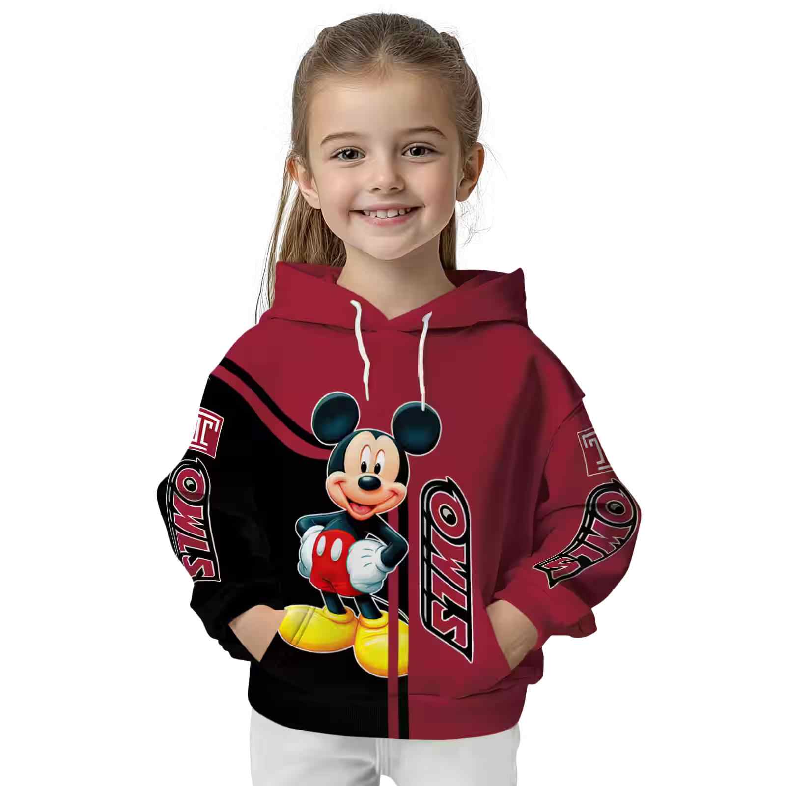 temple owls mickey mouse red black hoodie top rated