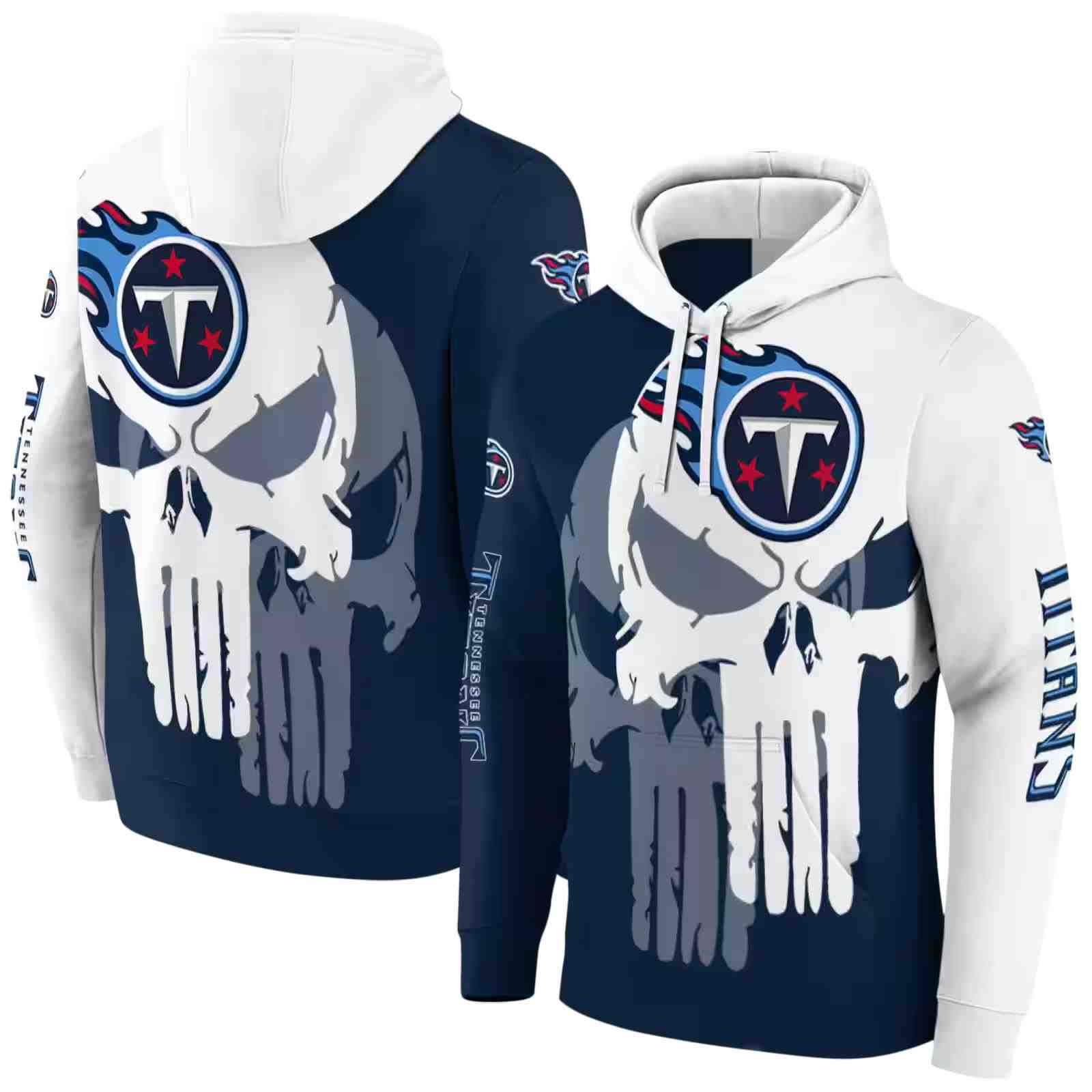 tennessee titans graphic punisher navy white hoodie fashion forward