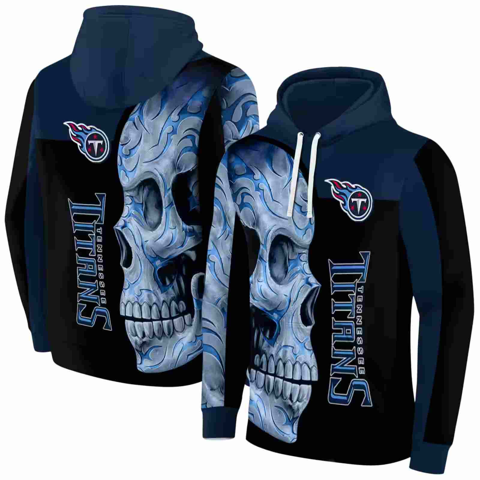 tennessee titans skull motif navy black hoodie fashion forward