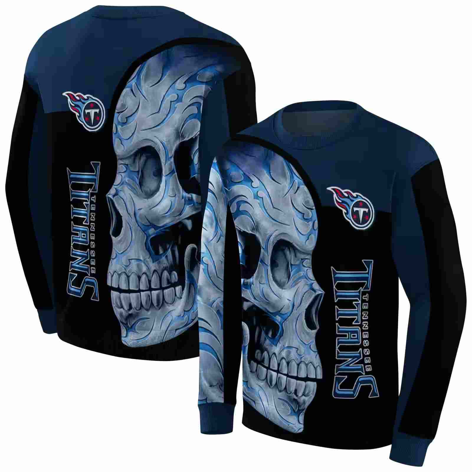 tennessee titans skull motif navy black hoodie premium grade