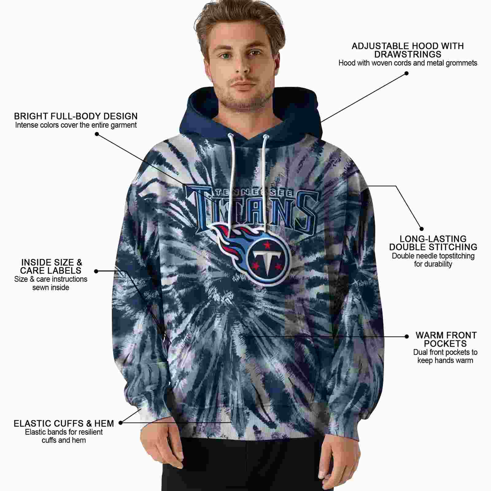 tennessee titans tie dye pattern navy hoodie latest model