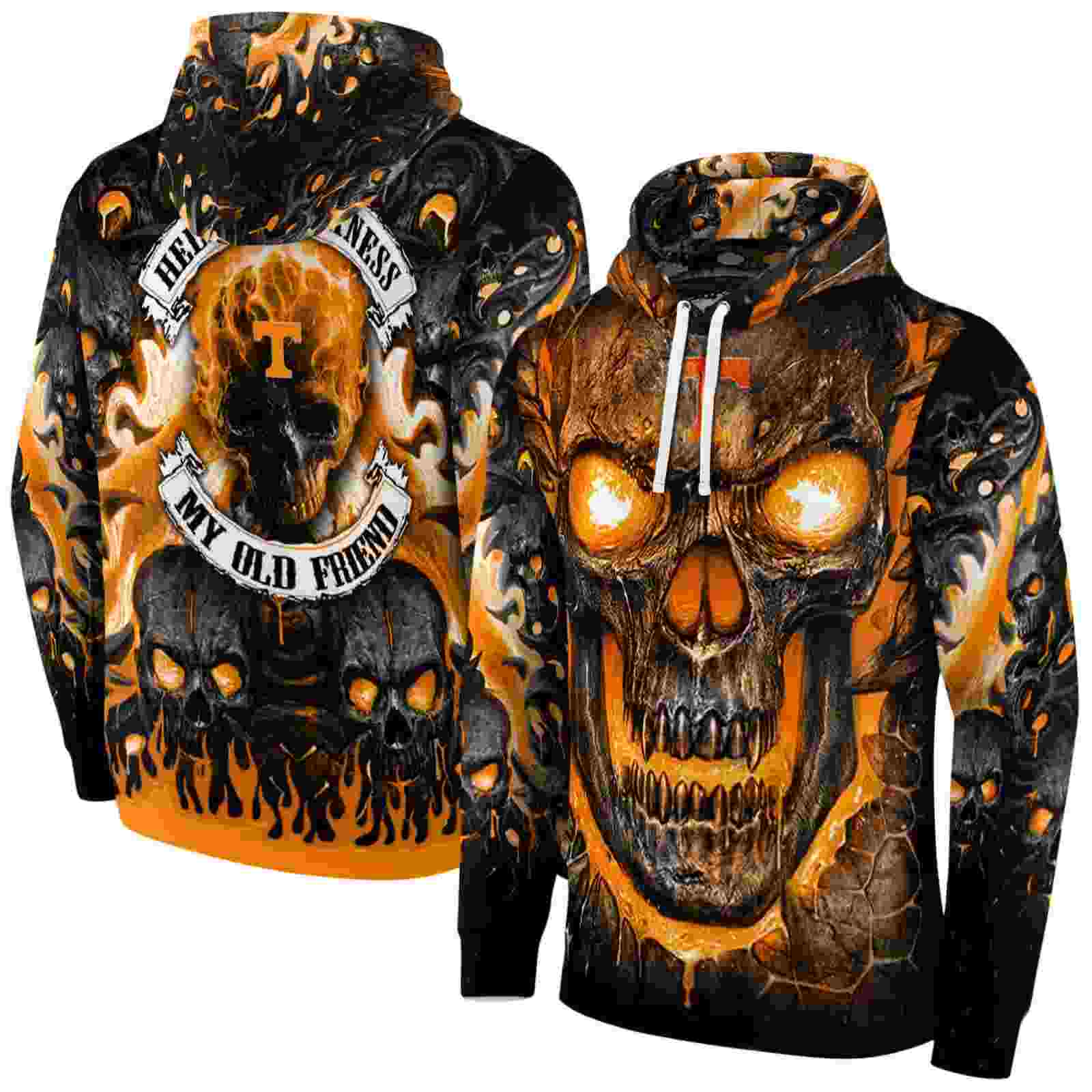 tennessee volunteers demonic skull orange black hoodie fashion forward