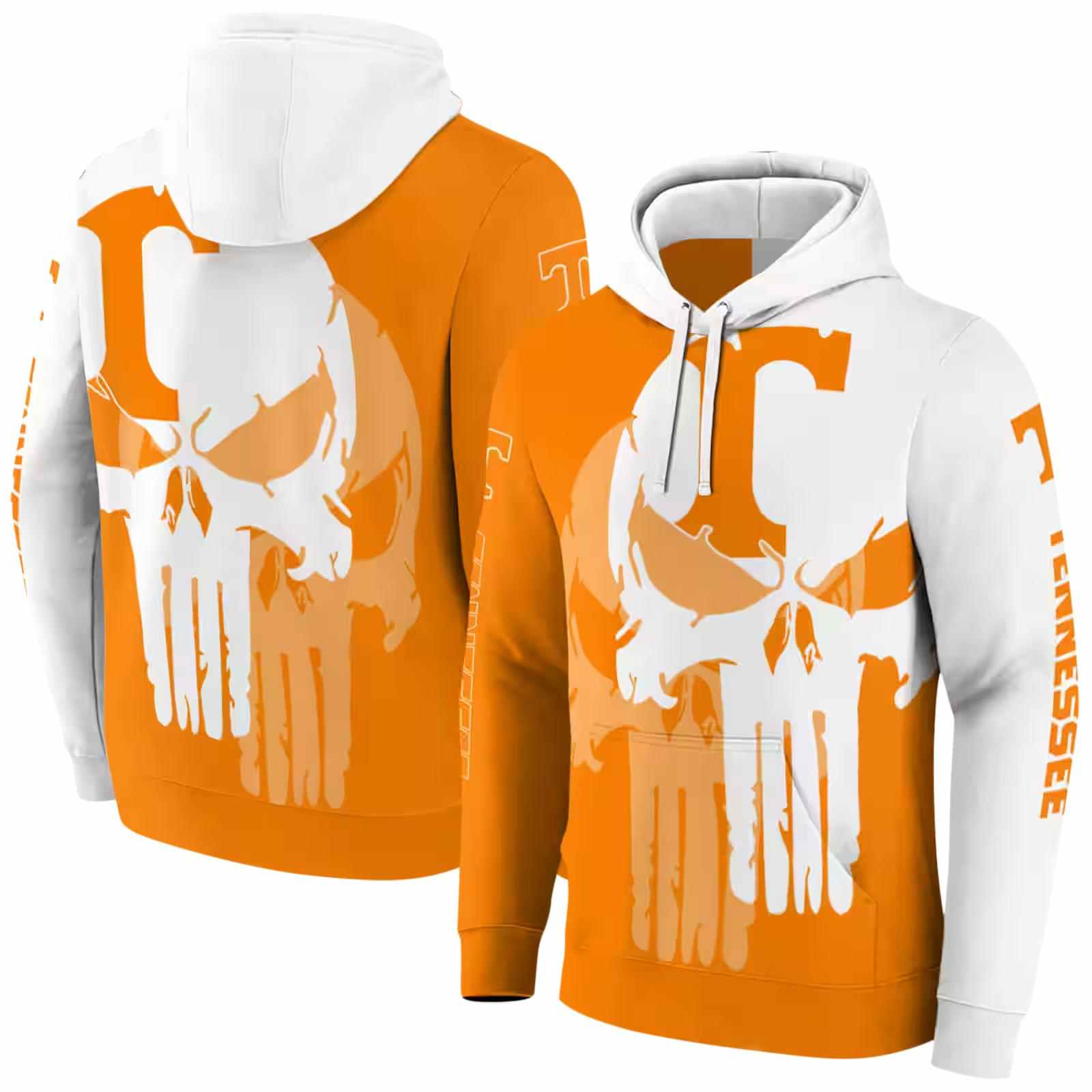 tennessee volunteers graphic punisher orange white hoodie fashion forward