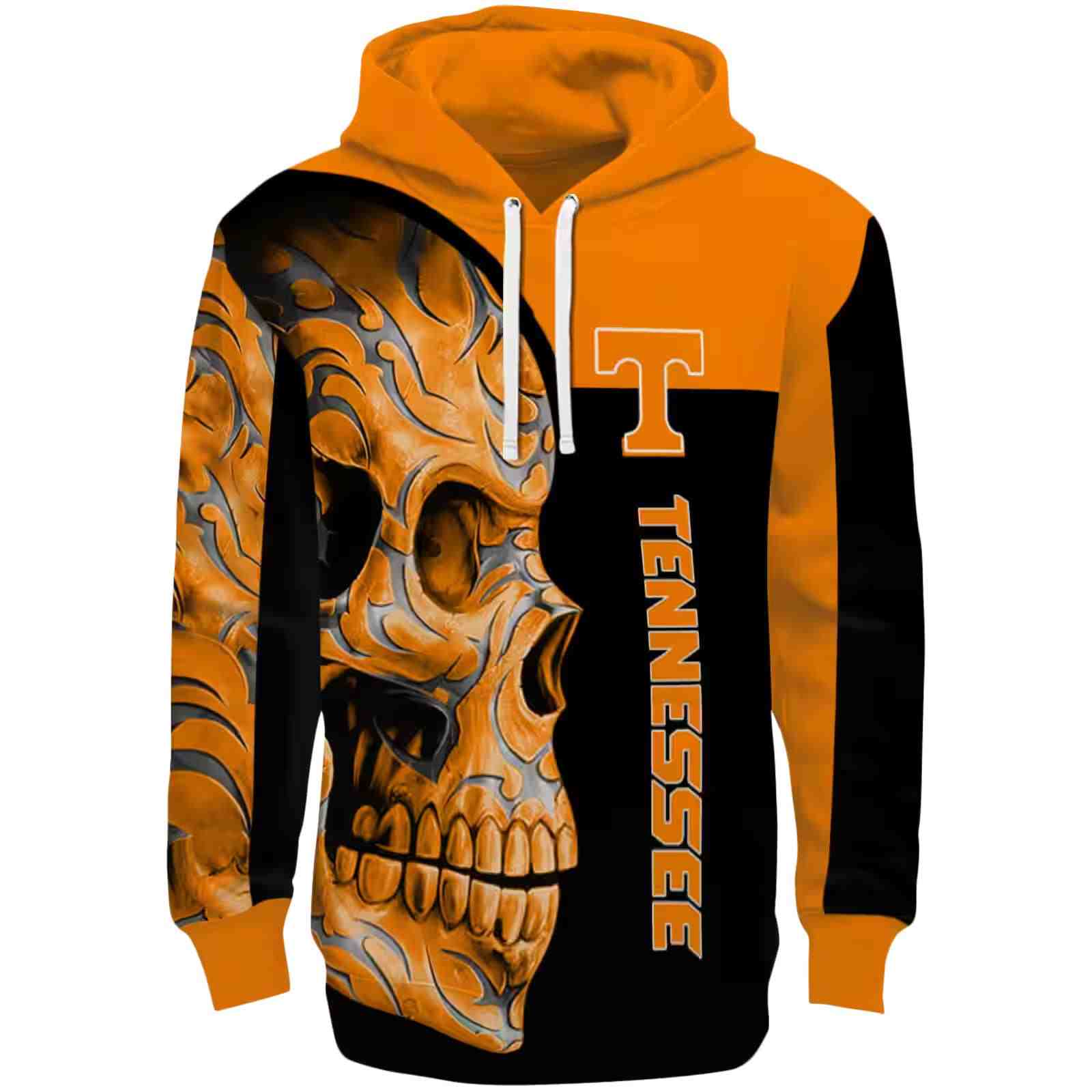 Tennessee Volunteers Skull Motif Orange Black Hoodie