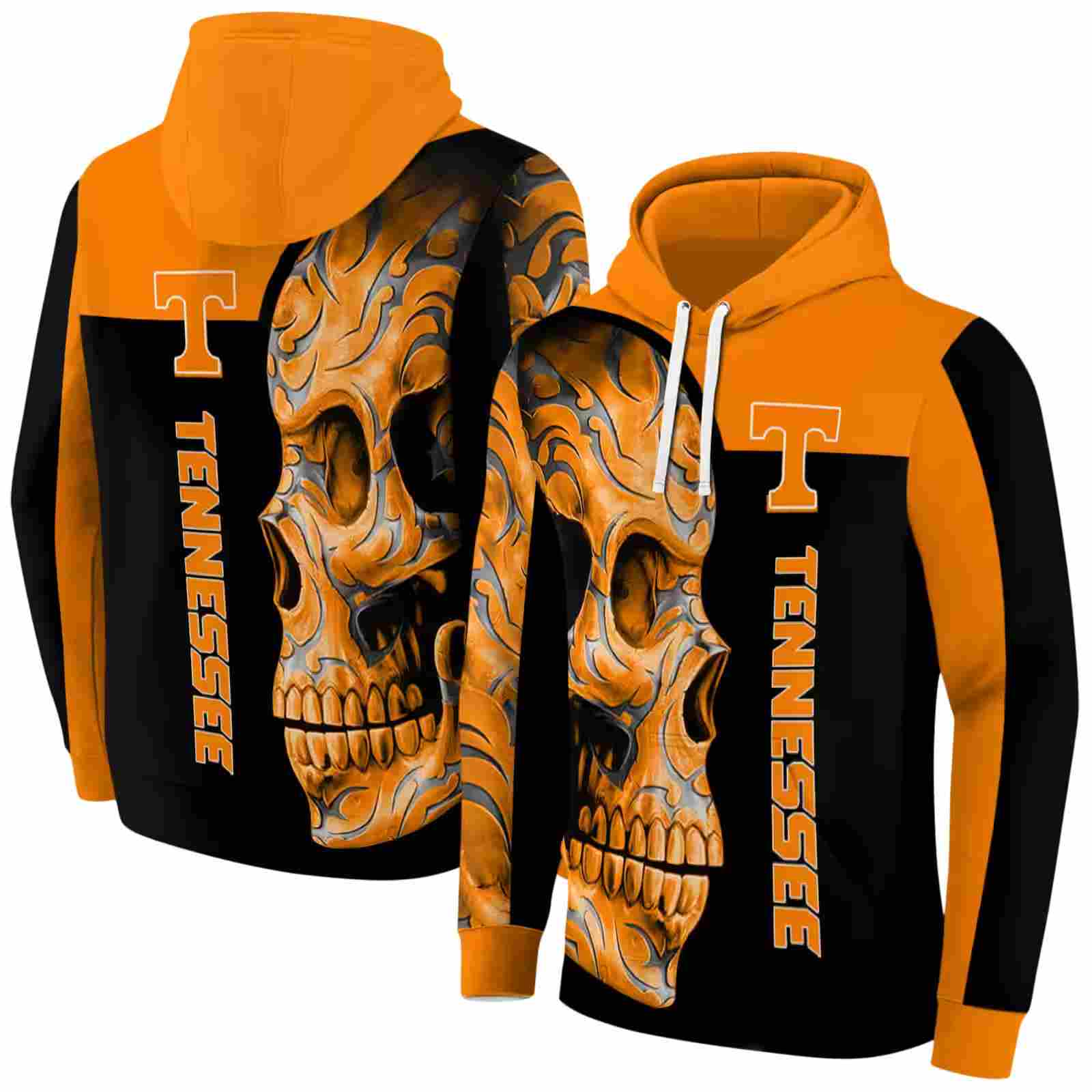 tennessee volunteers skull motif orange black hoodie fashion forward