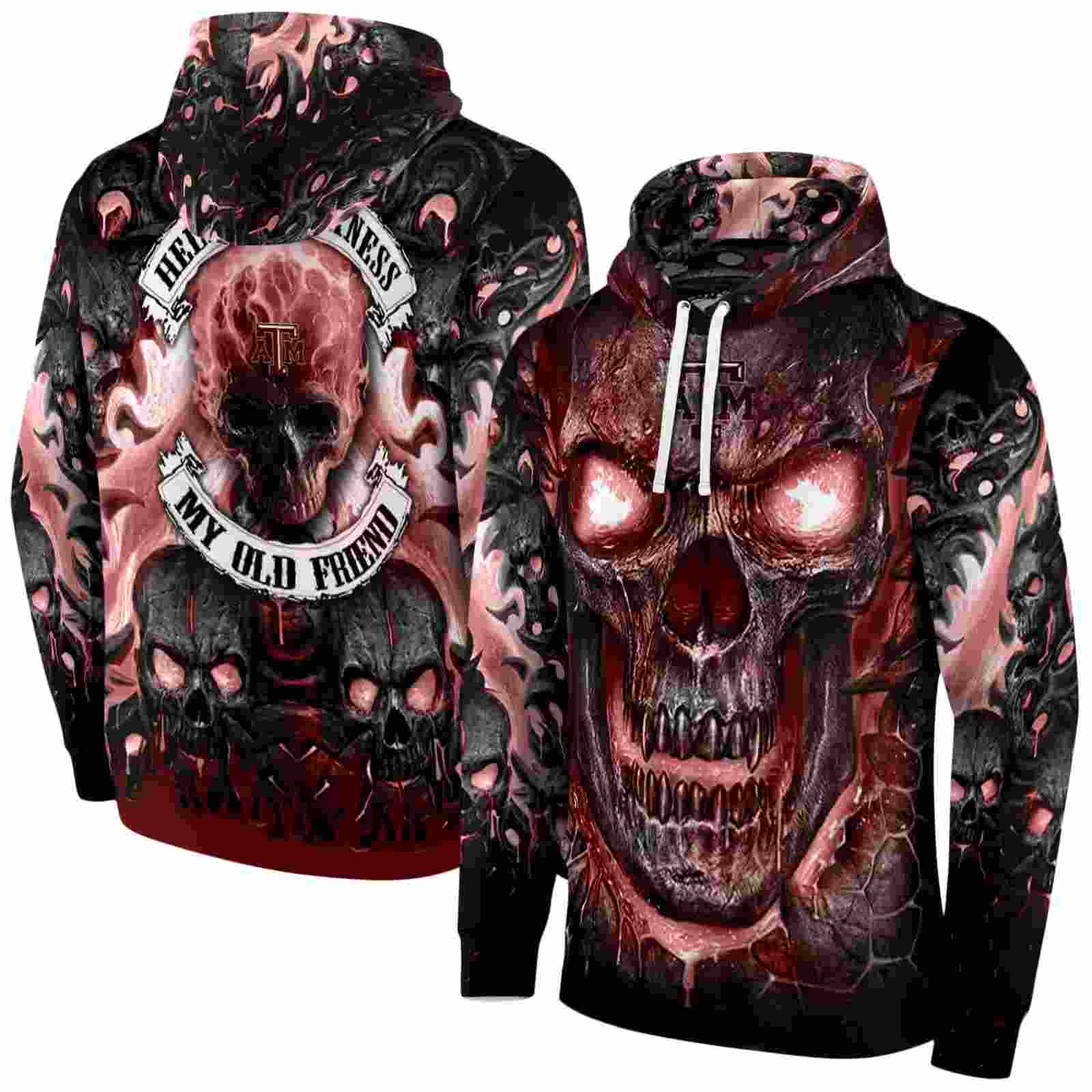 texas am aggies demonic skull maroon black hoodie fashion forward