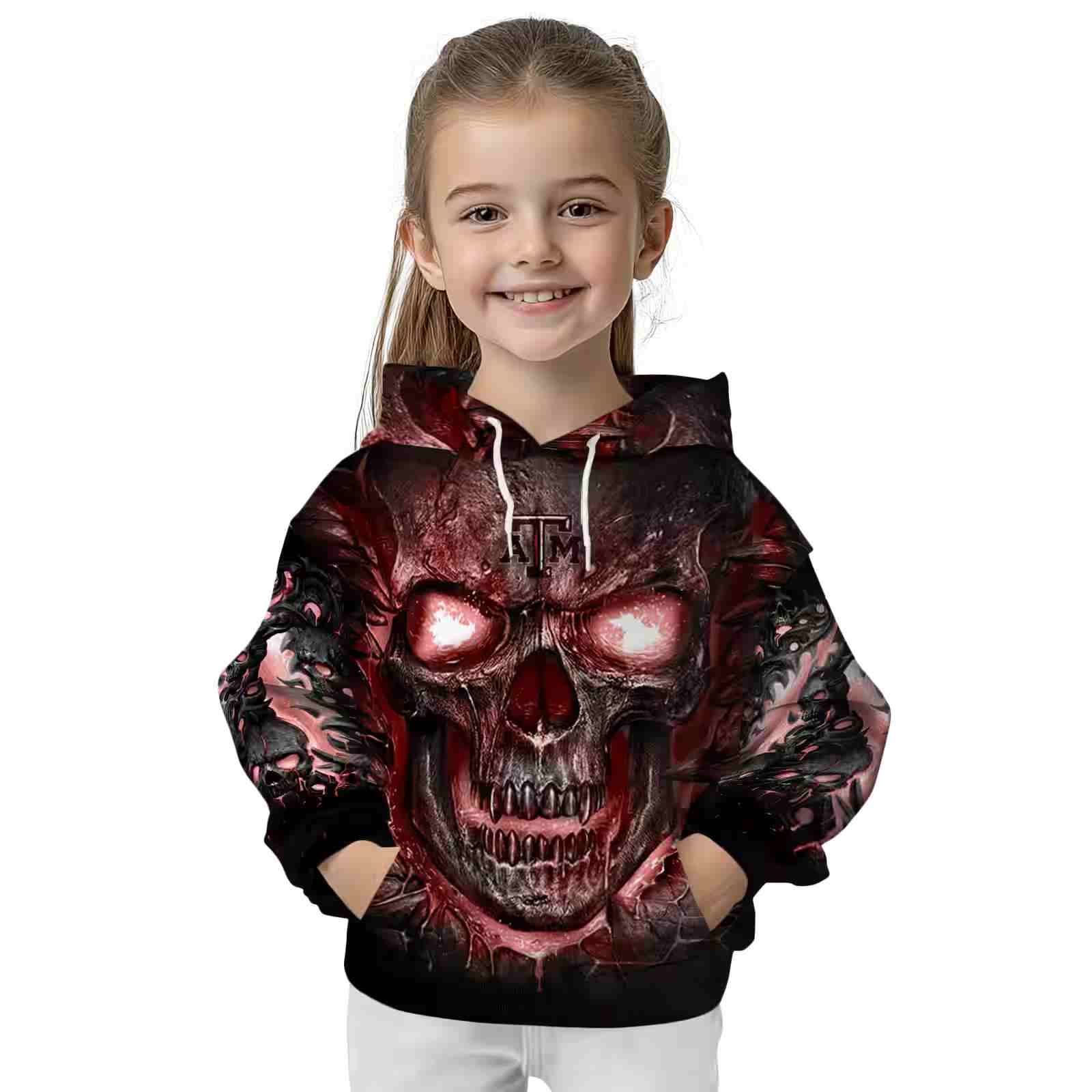 texas am aggies demonic skull maroon black hoodie top rated