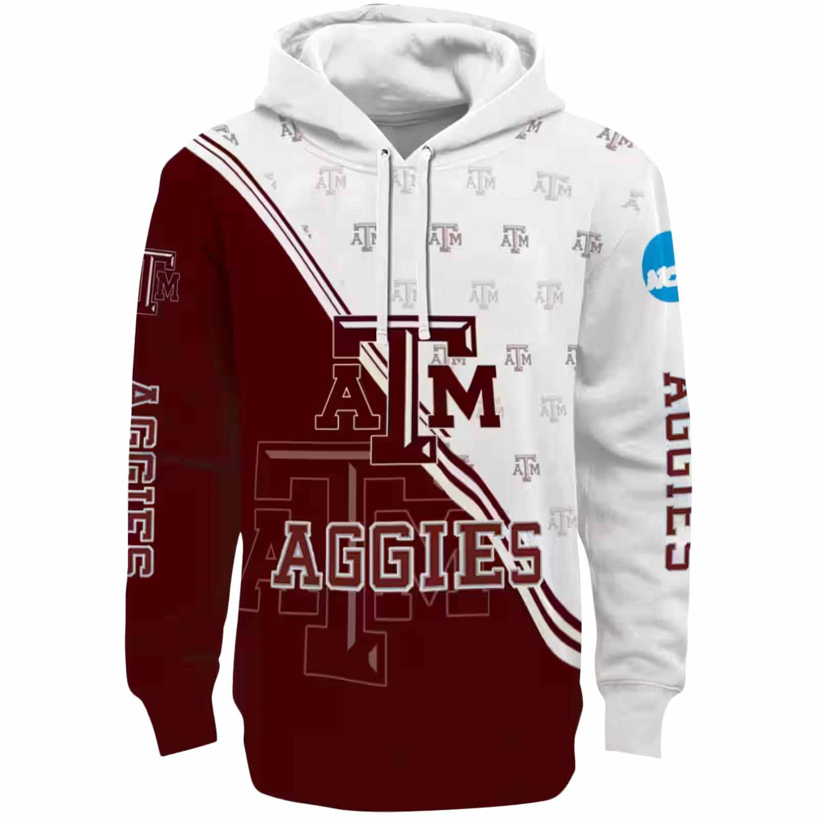 Texas A&M Aggies Diagonal Stripe Maroon White Hoodie