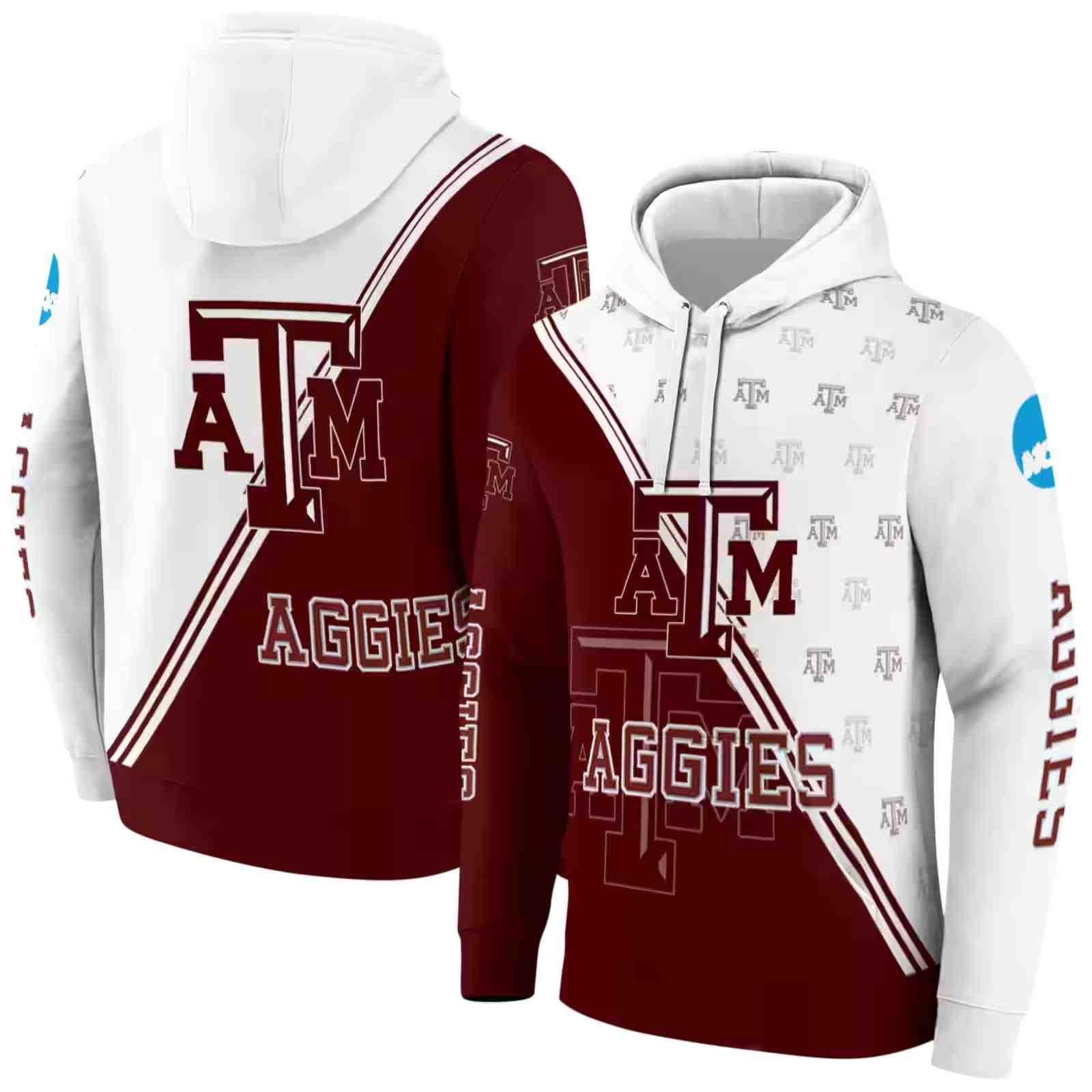 texas am aggies diagonal stripe maroon white hoodie fashion forward