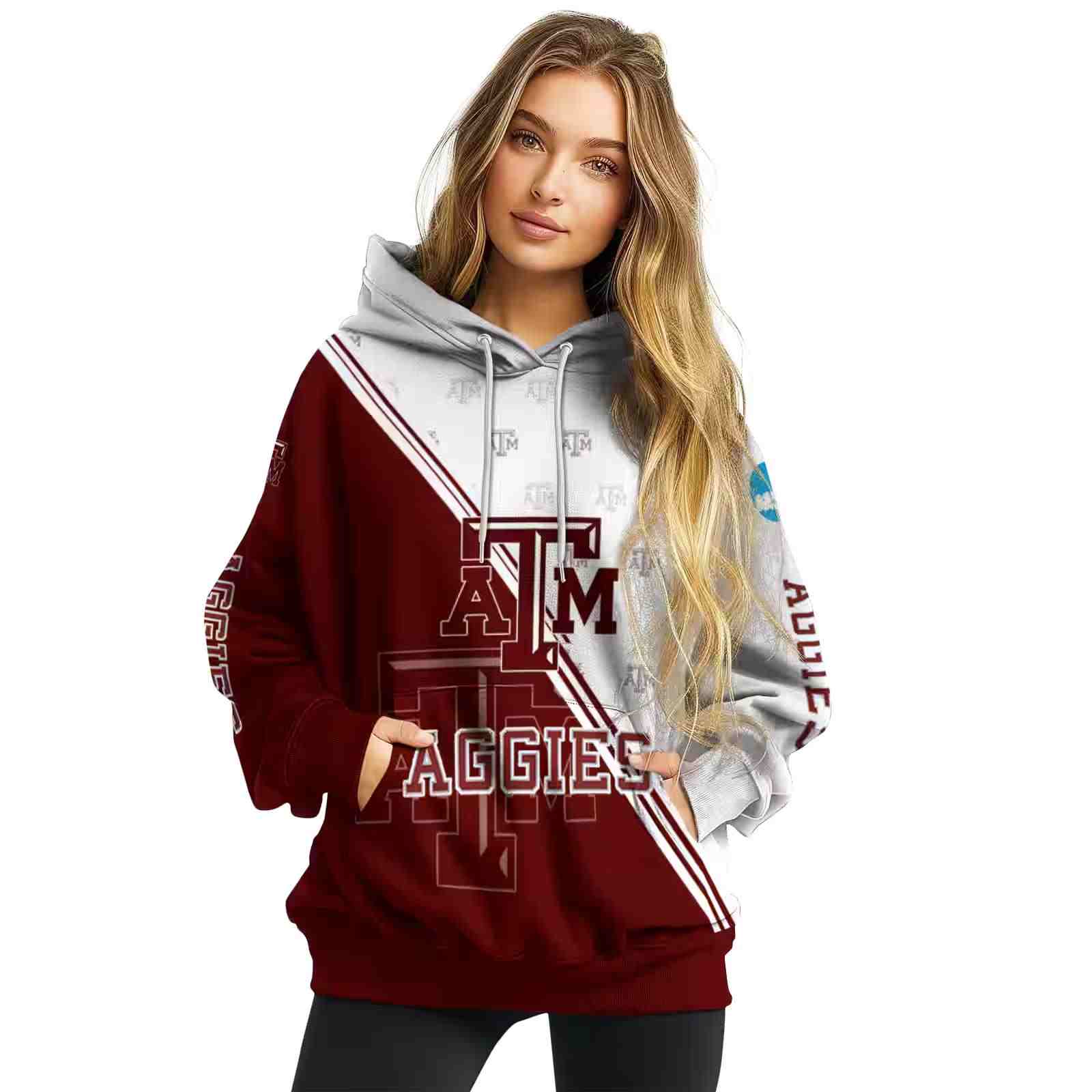 texas am aggies diagonal stripe maroon white hoodie high quality