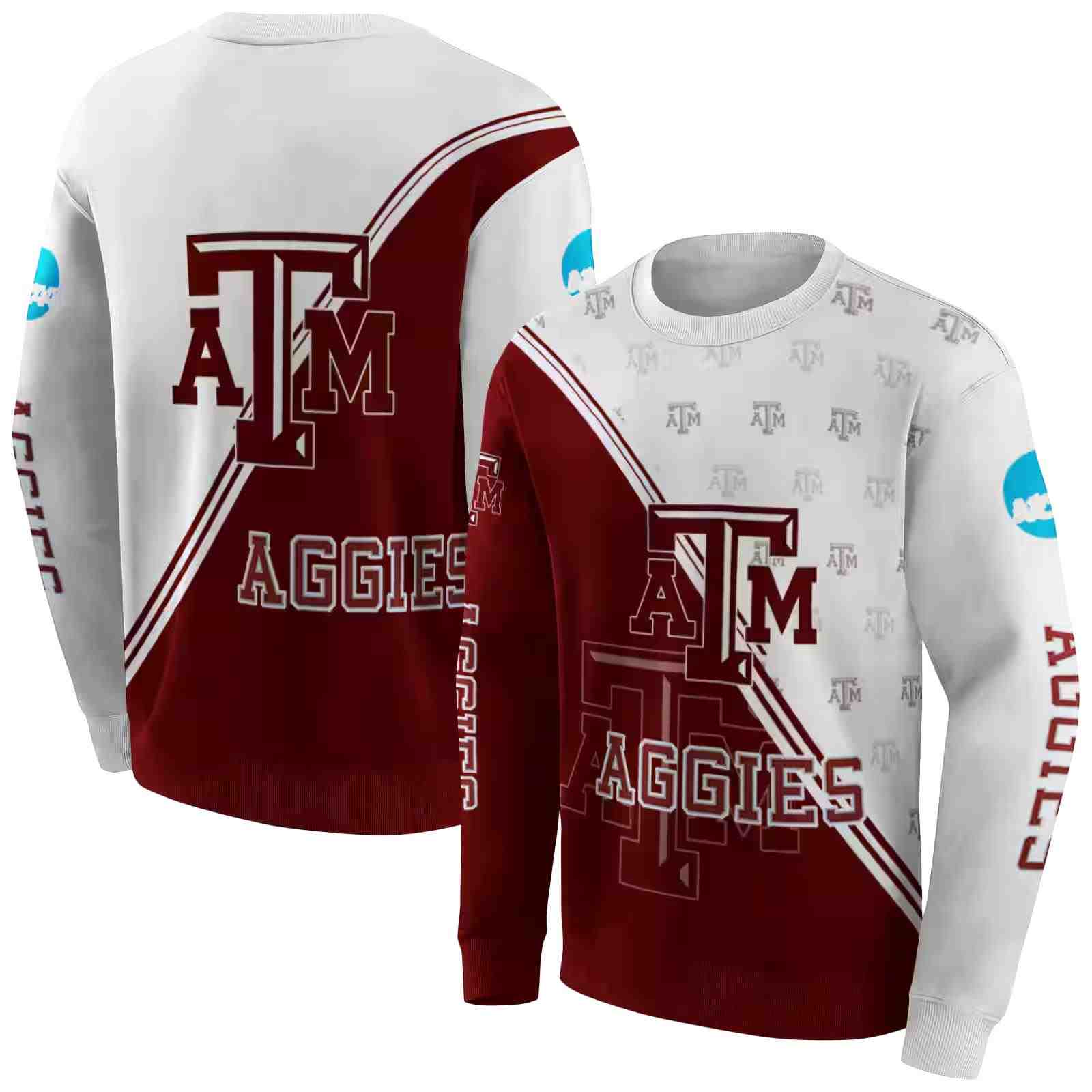 texas am aggies diagonal stripe maroon white hoodie premium grade