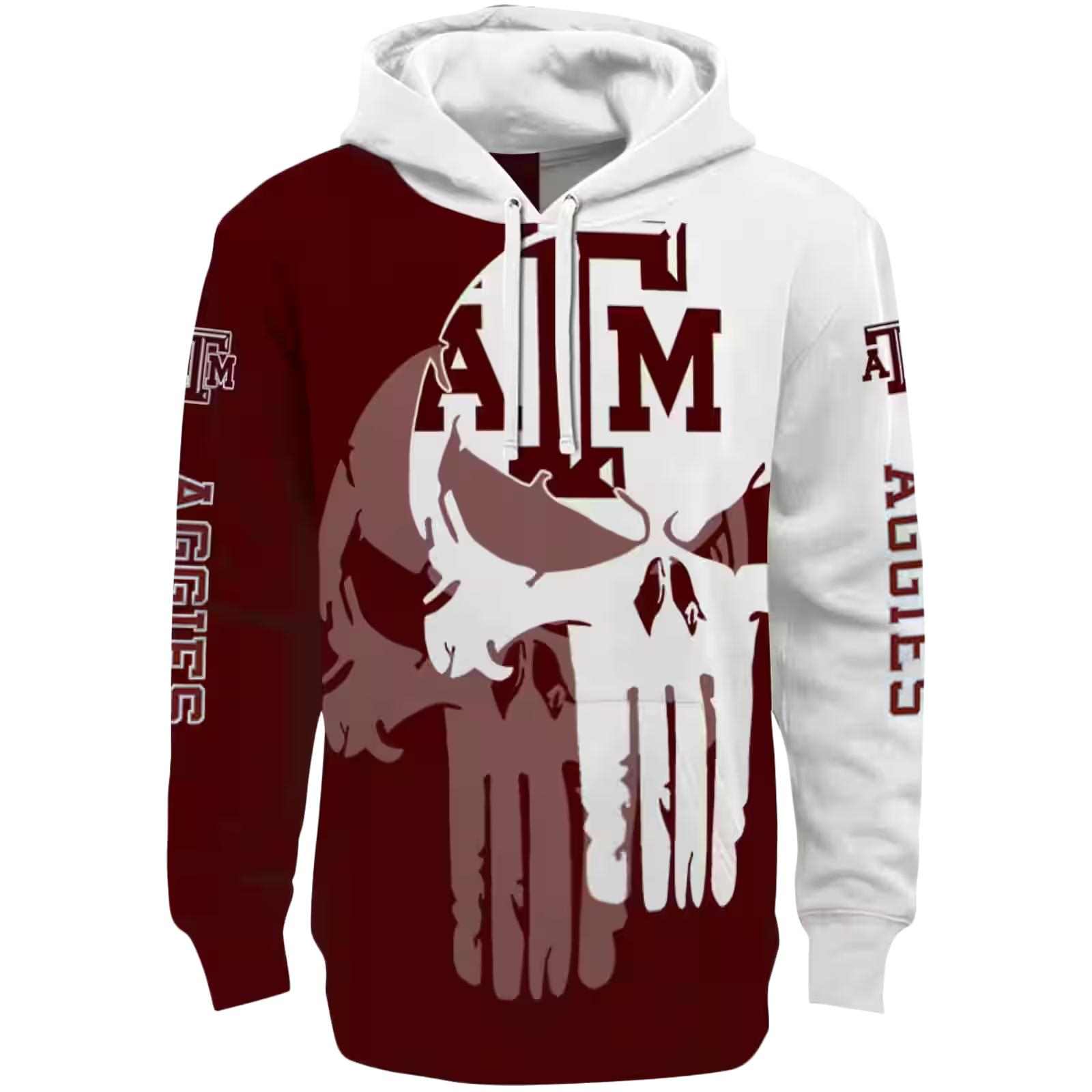 Texas A&M Aggies Graphic Punisher Maroon White Hoodie