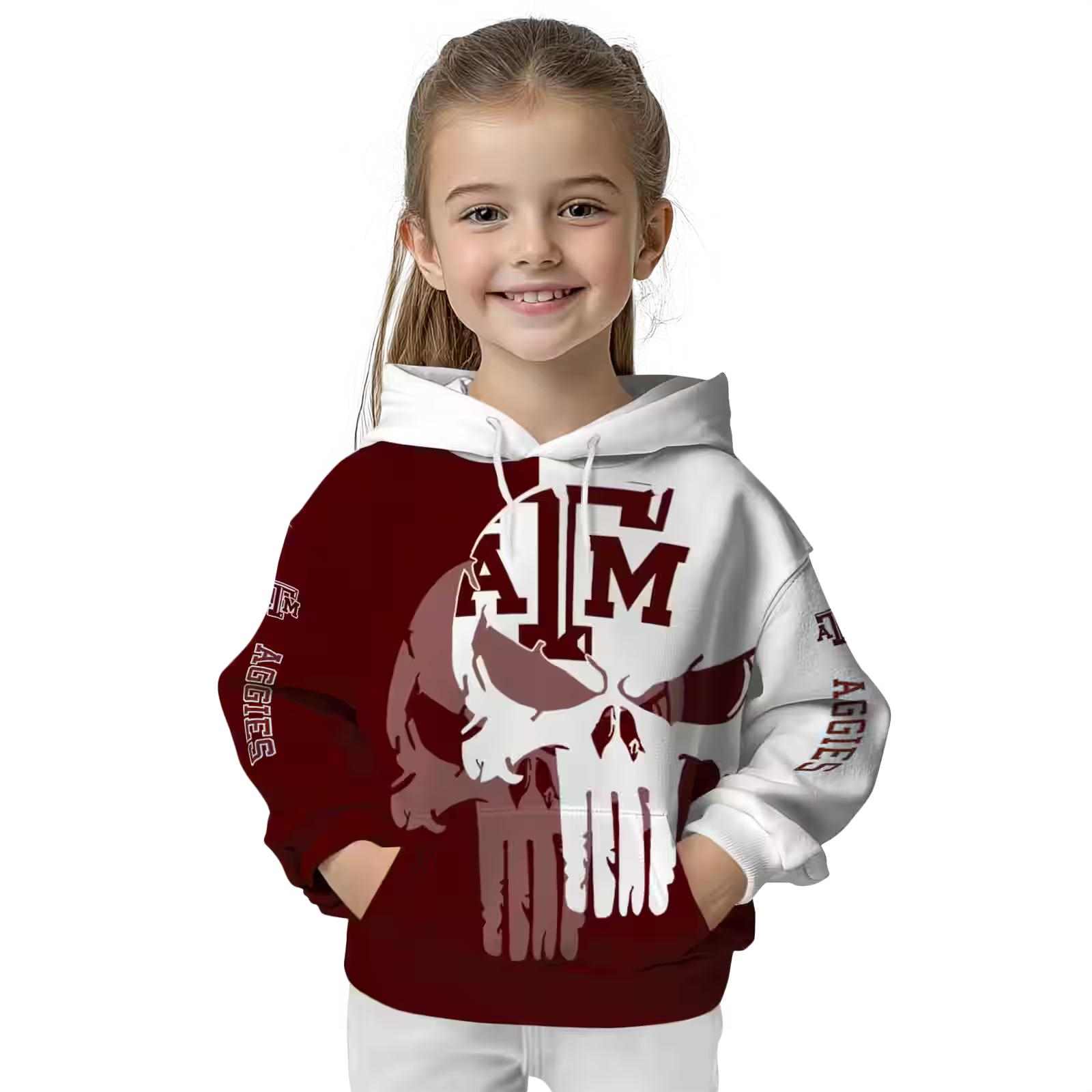 texas am aggies graphic punisher maroon white hoodie top rated