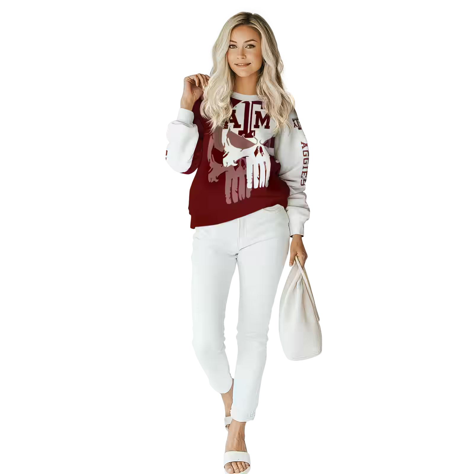 texas am aggies graphic punisher maroon white hoodie trendy