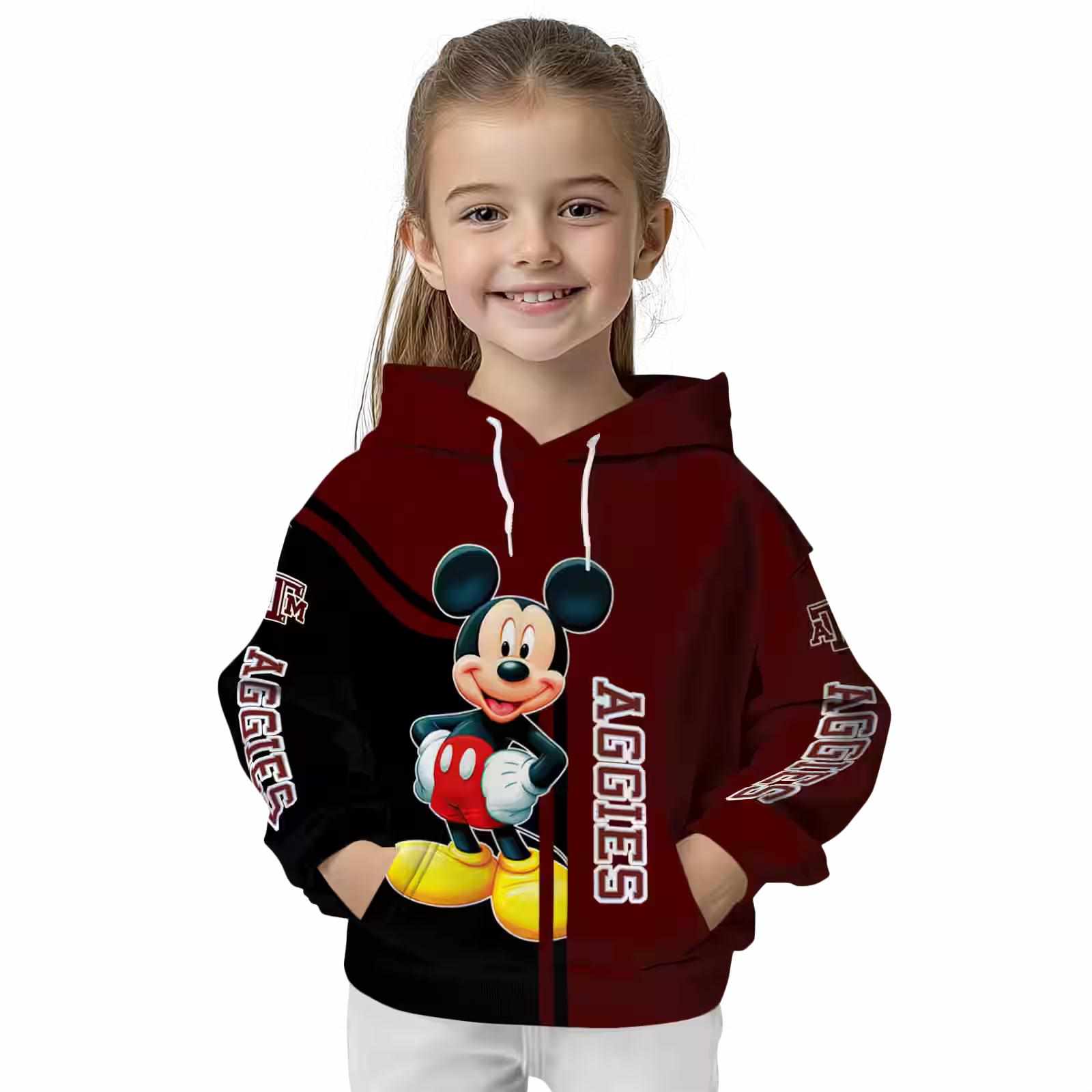 texas am aggies mickey mouse maroon black hoodie top rated