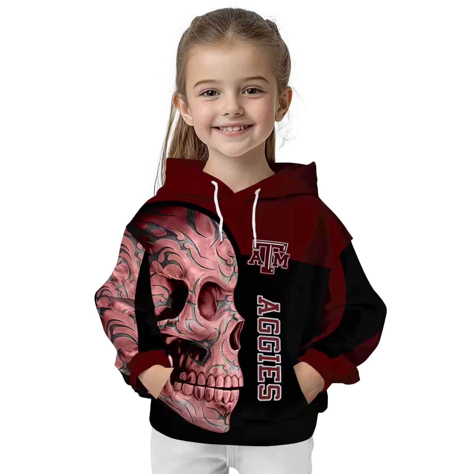 texas am aggies skull motif maroon black hoodie top rated