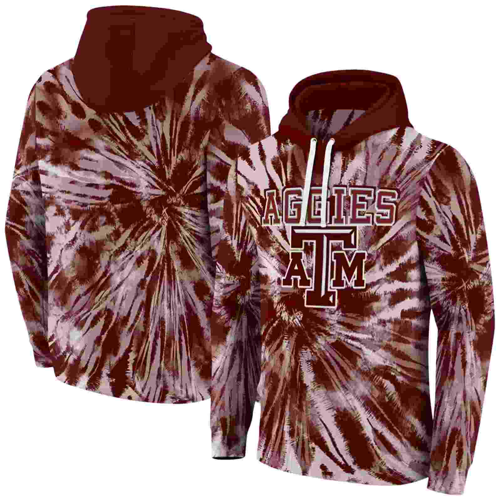 texas am aggies tie dye pattern maroon hoodie fashion forward