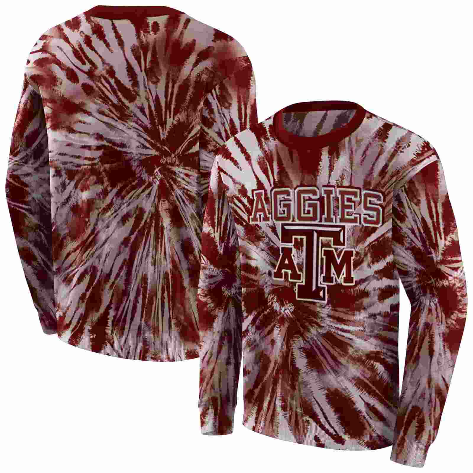 texas am aggies tie dye pattern maroon hoodie premium grade