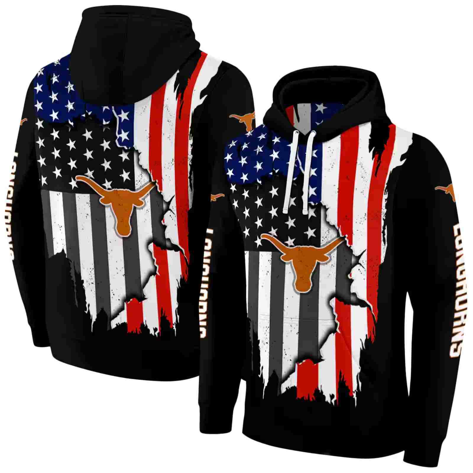 texas longhorns american pride black hoodie fashion forward