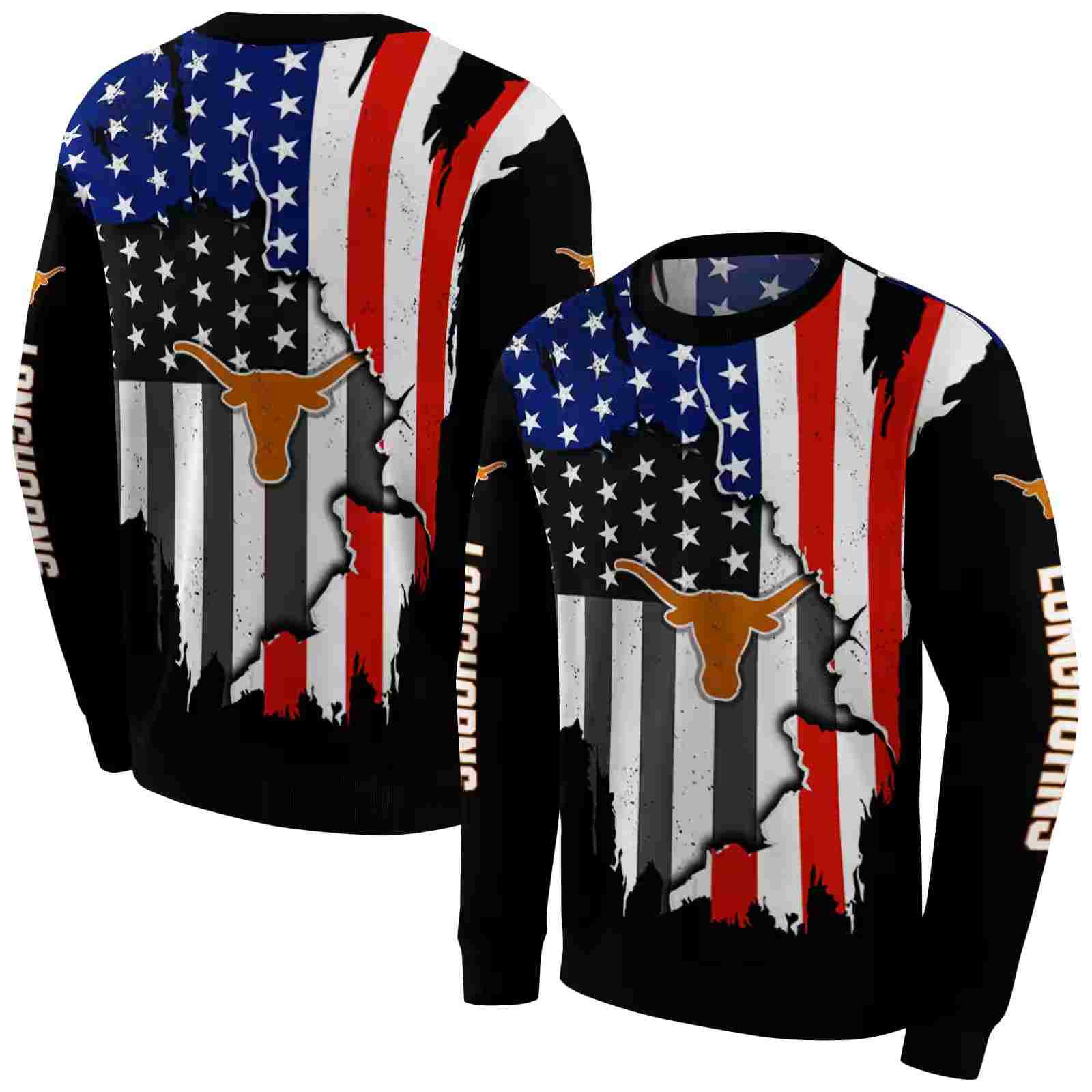 texas longhorns american pride black hoodie premium grade