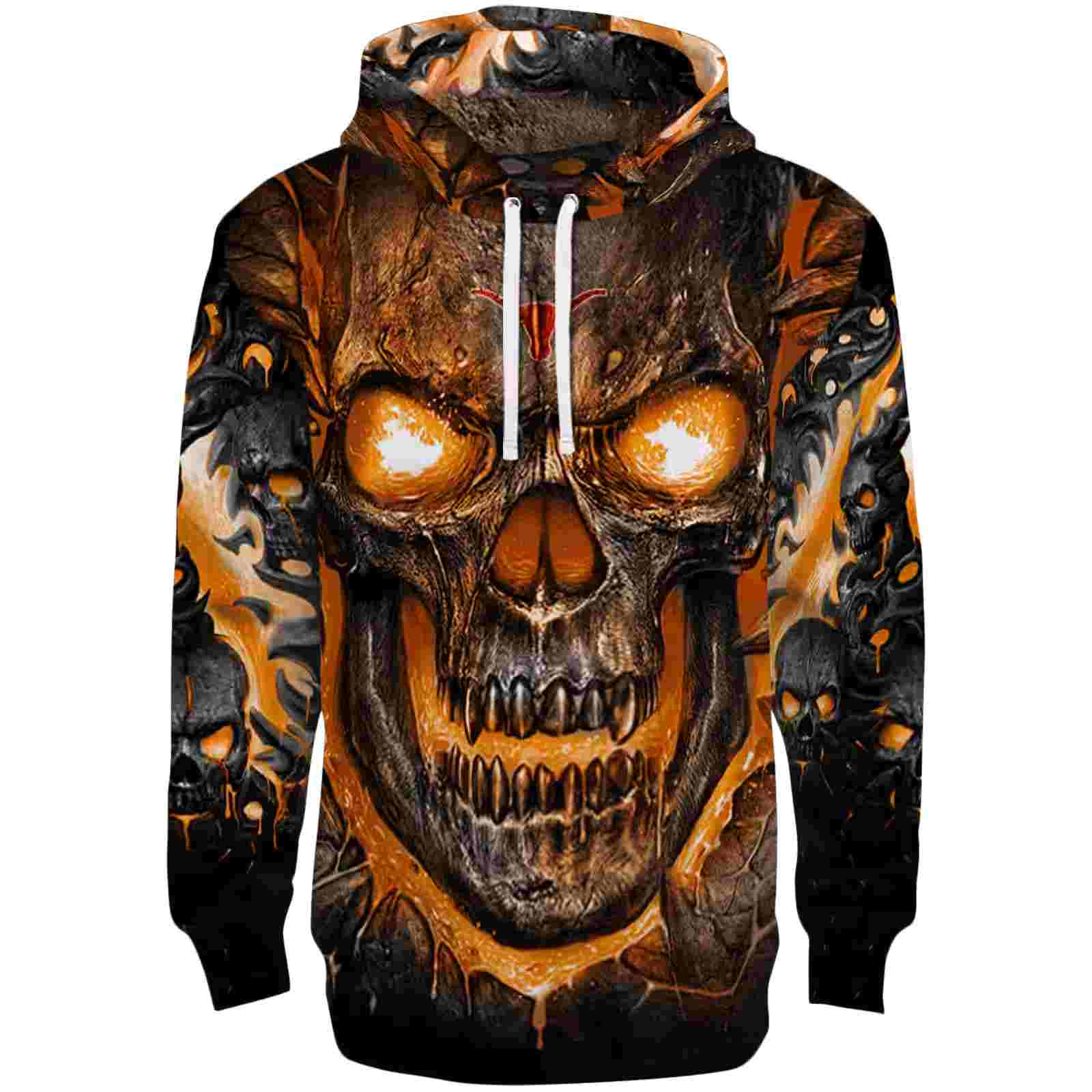 Texas Longhorns Demonic Skull Orange Black Hoodie