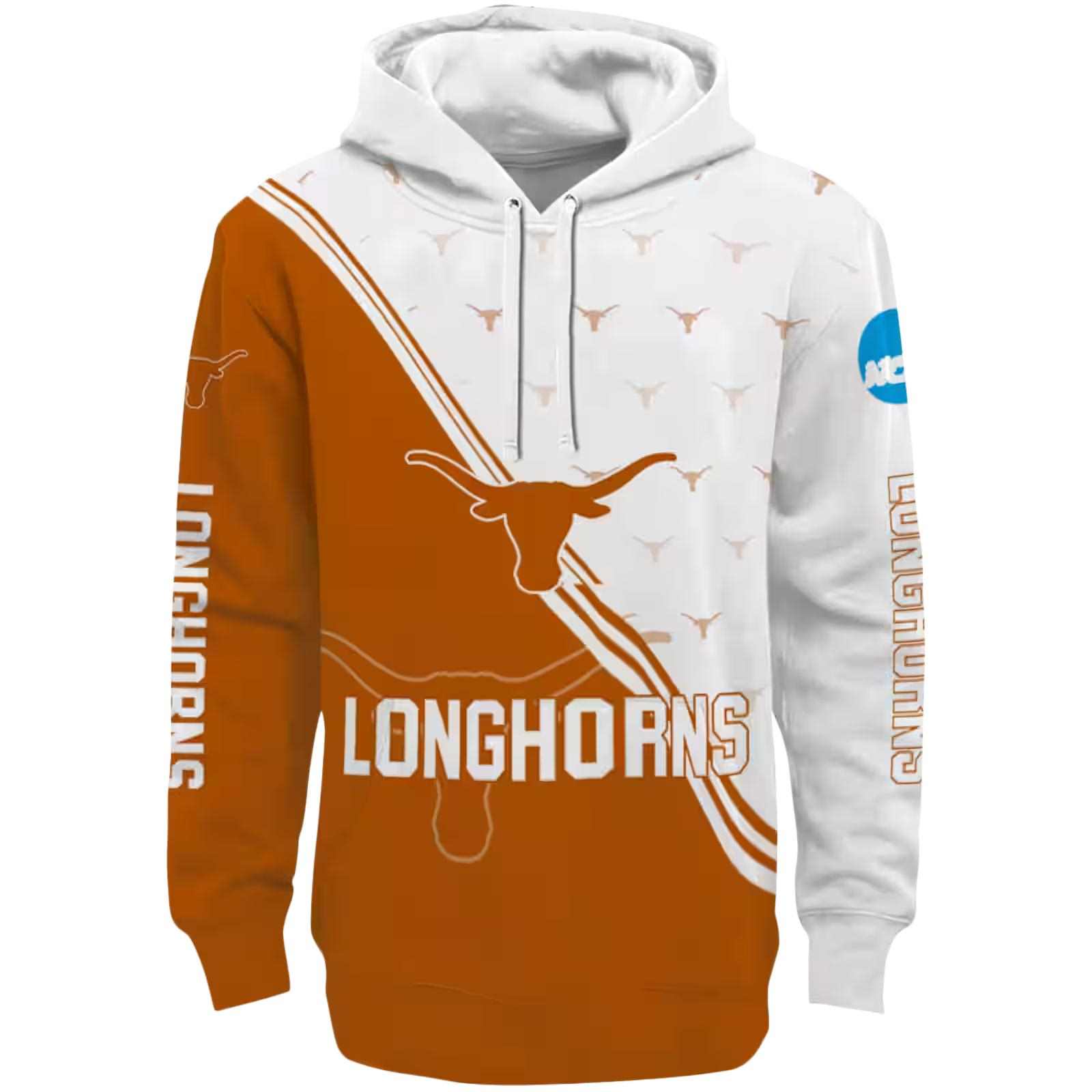 Texas Longhorns Diagonal Stripe Orange White Hoodie