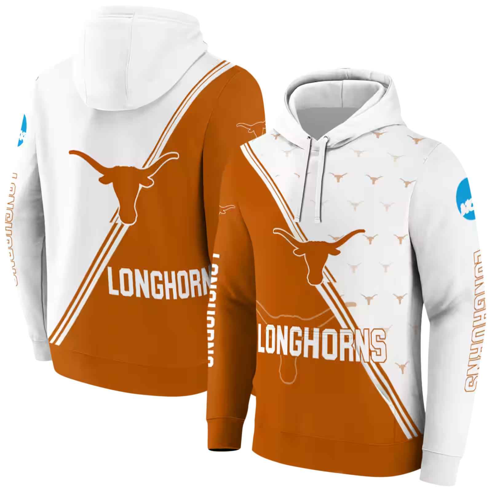 texas longhorns diagonal stripe orange white hoodie fashion forward