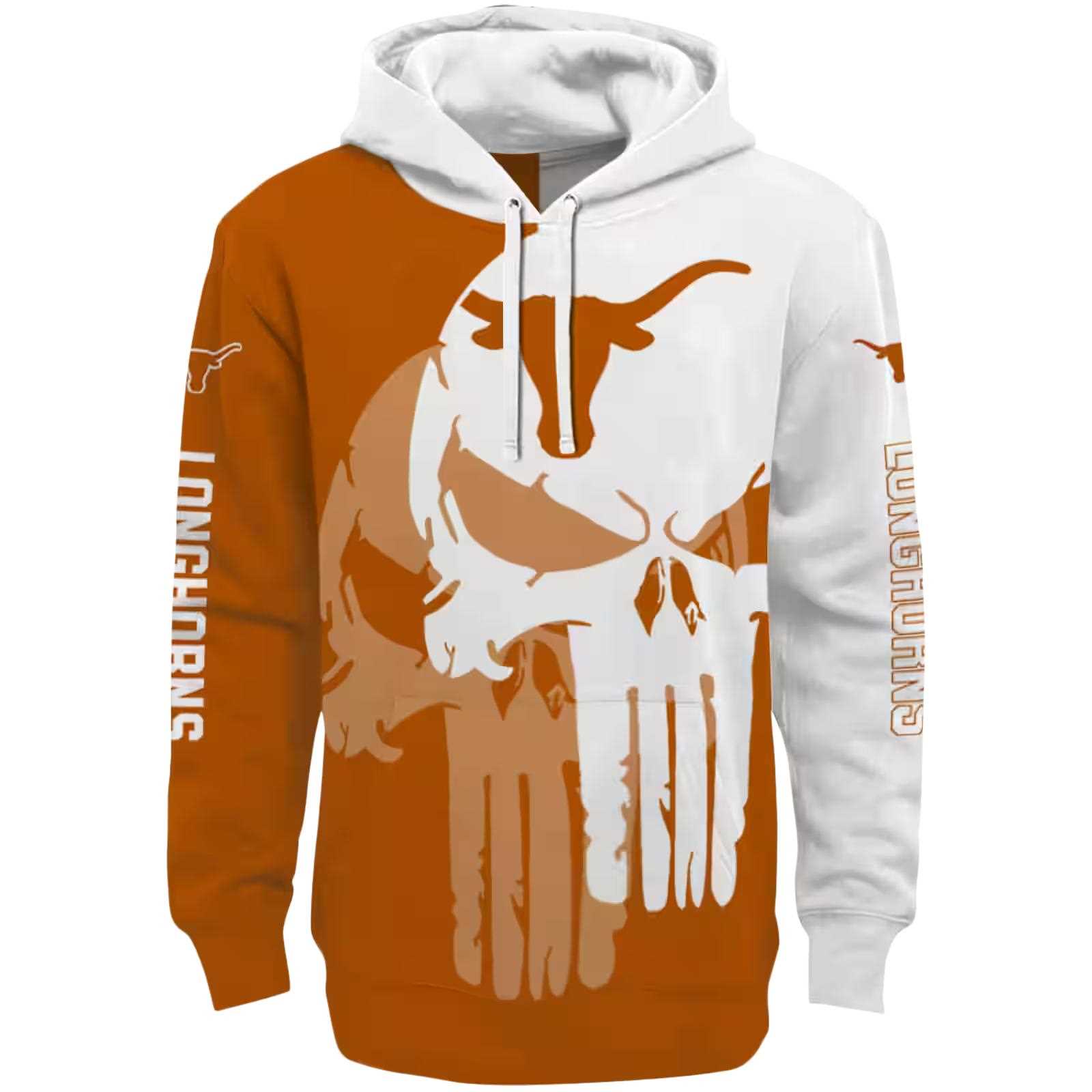 Texas Longhorns Graphic Punisher Orange White Hoodie
