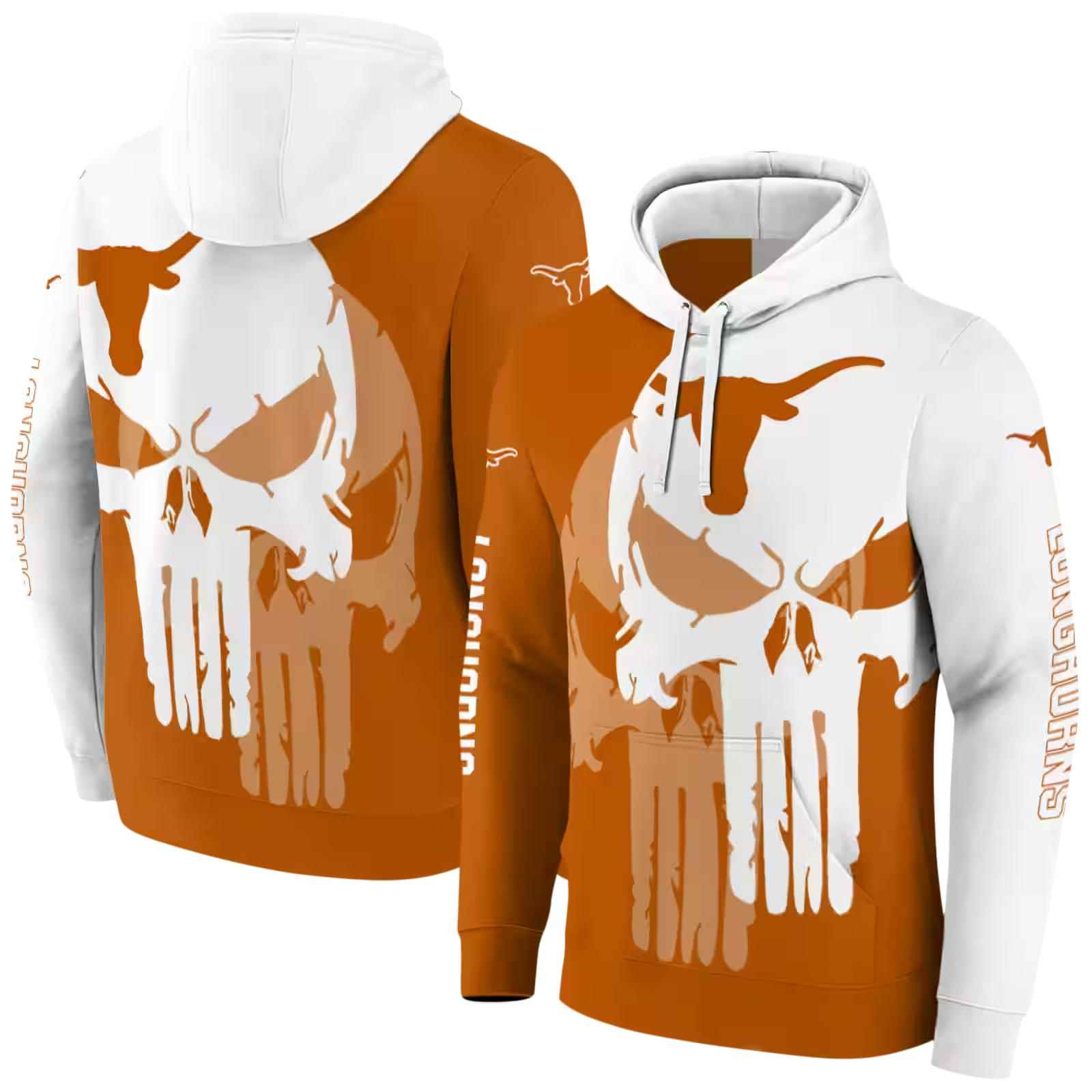 texas longhorns graphic punisher orange white hoodie fashion forward
