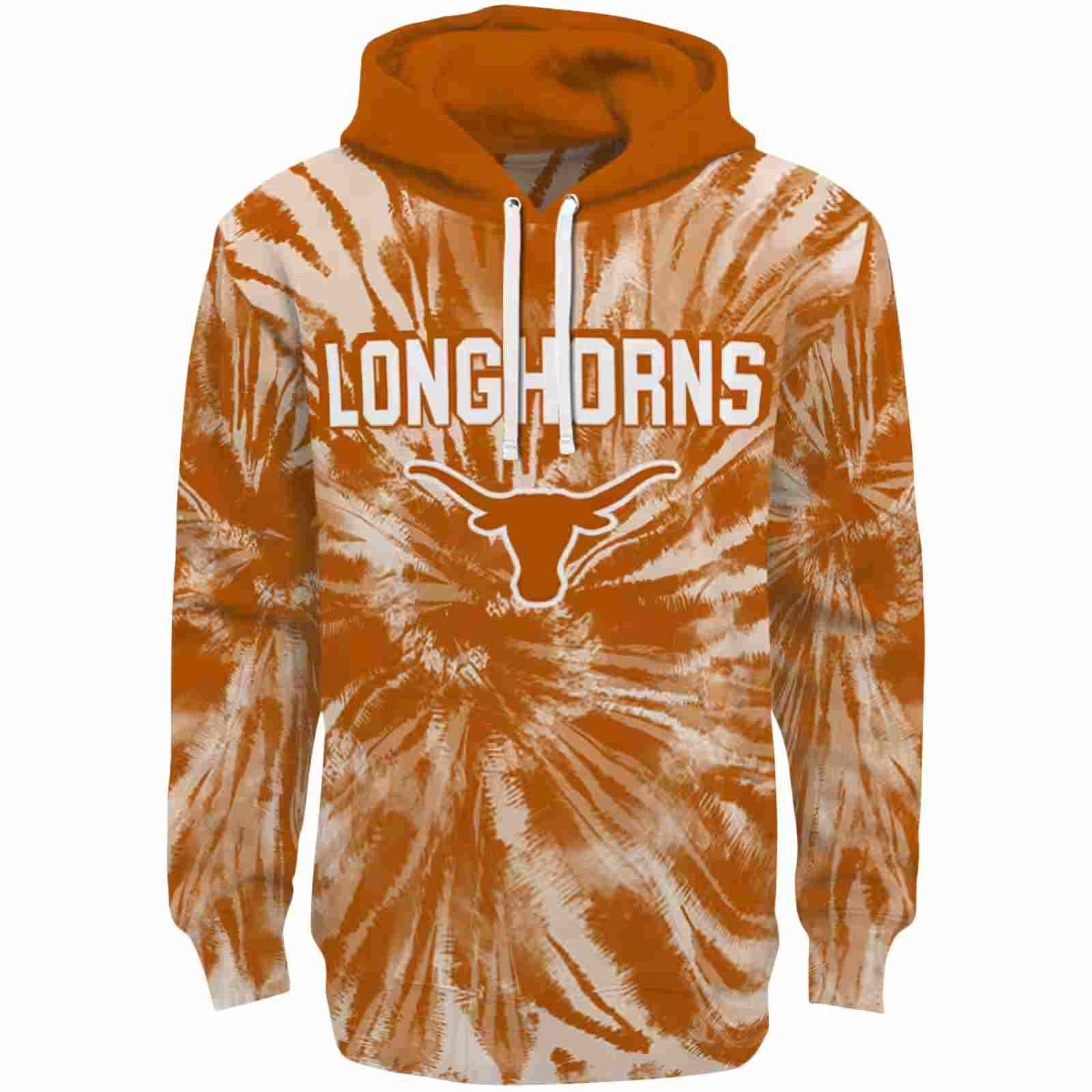 Texas Longhorns Tie Dye Pattern Orange Hoodie
