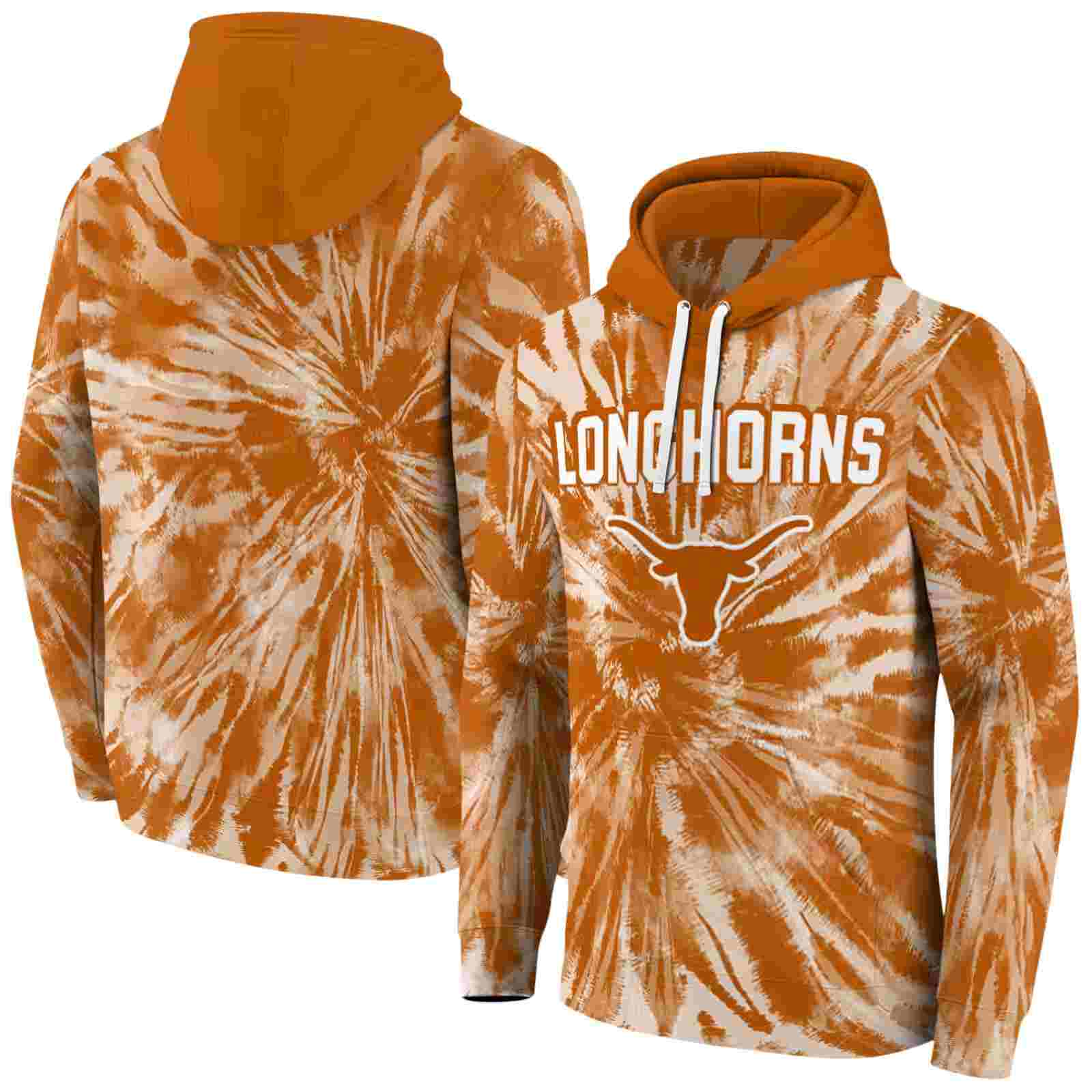 texas longhorns tie dye pattern orange hoodie fashion forward