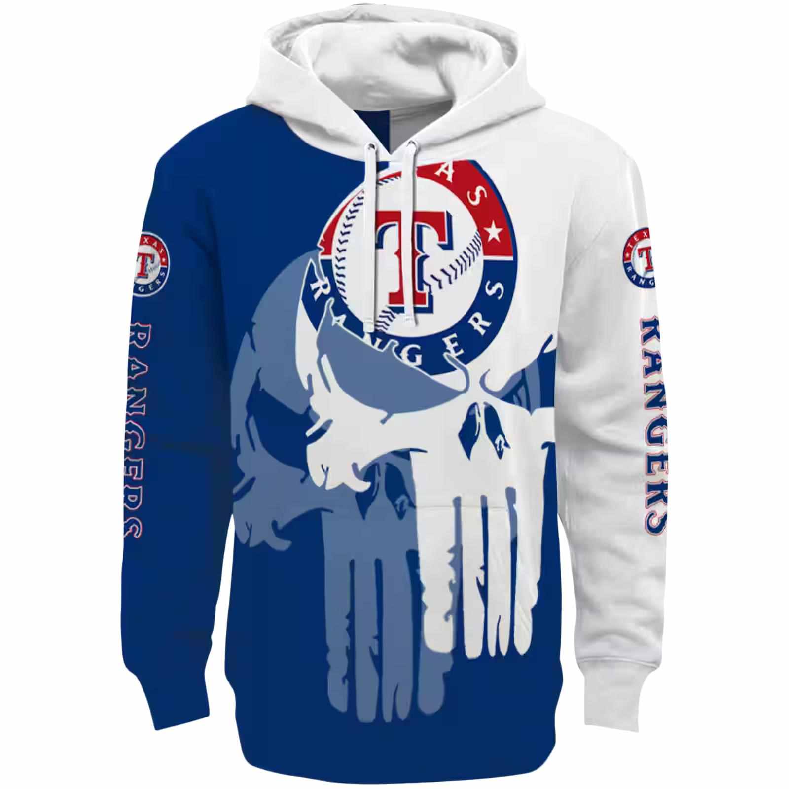 Texas Rangers Graphic Punisher Blue White Hoodie