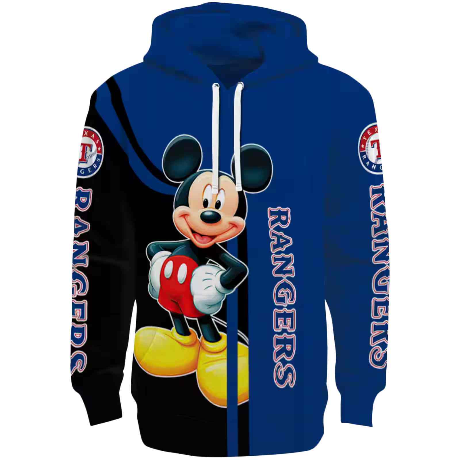 Texas Rangers Mickey Mouse Blue Black Hoodie