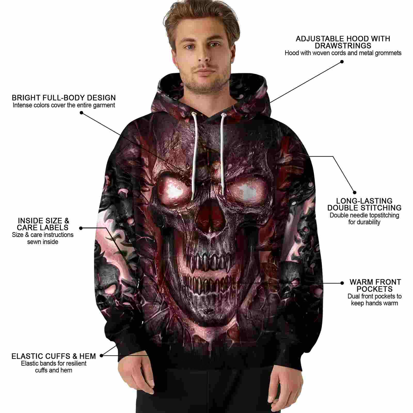 texas state bobcats demonic skull maroon black hoodie latest model