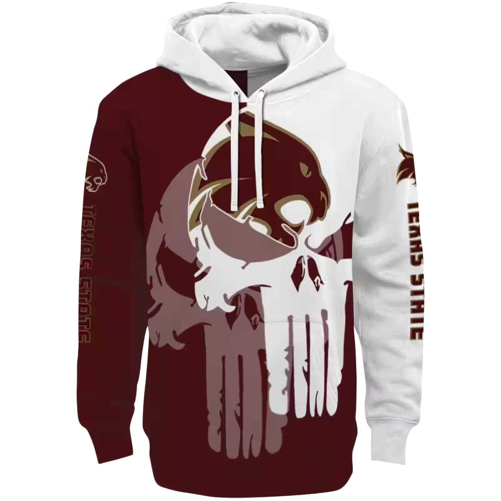 Texas State Bobcats Graphic Punisher Maroon White Hoodie