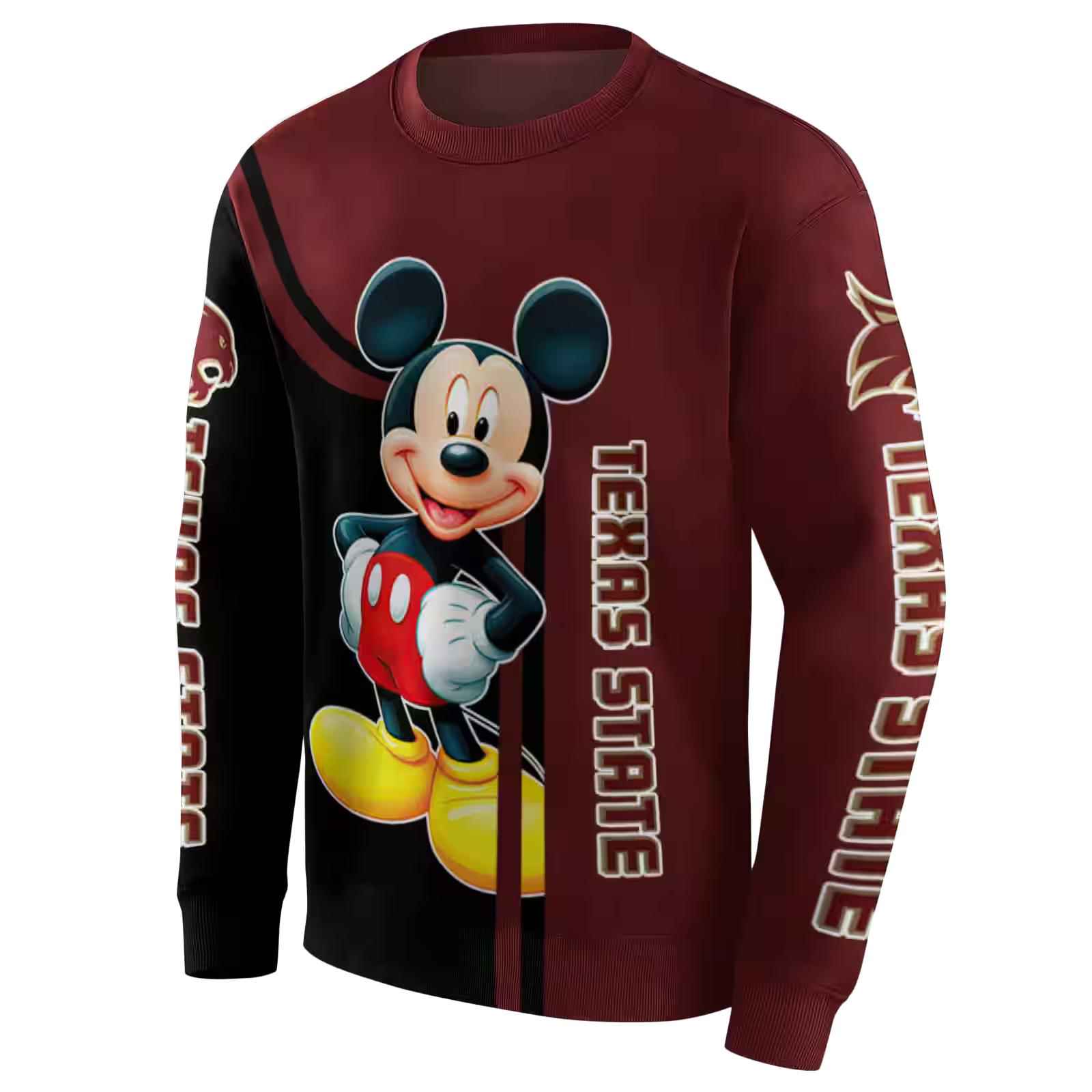 texas state bobcats mickey mouse maroon black hoodie new arrival