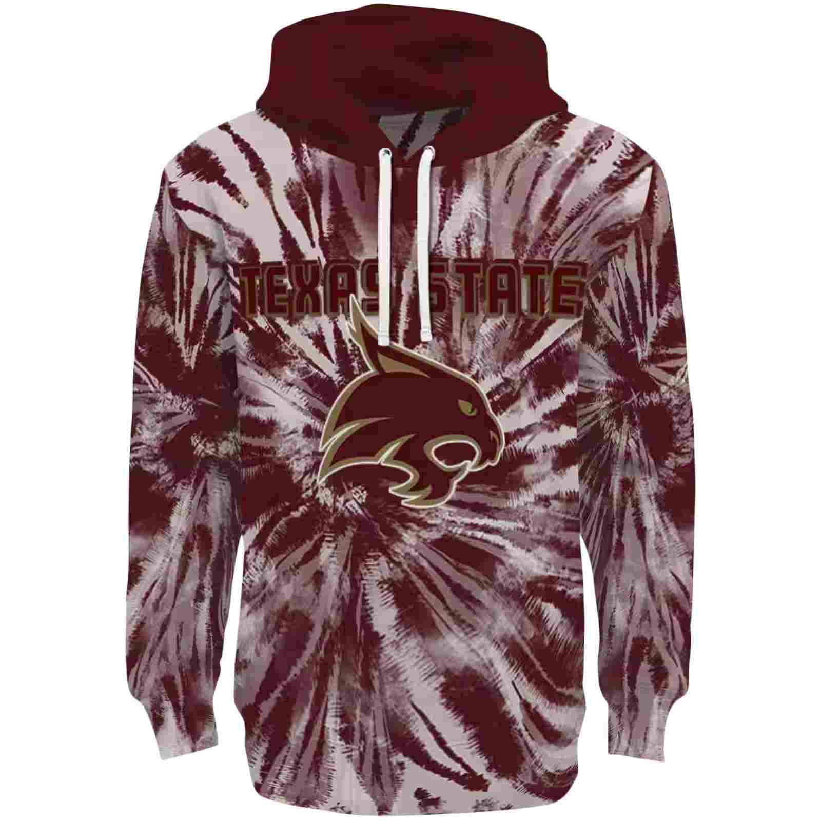 Texas State Bobcats Tie Dye Pattern Maroon Hoodie