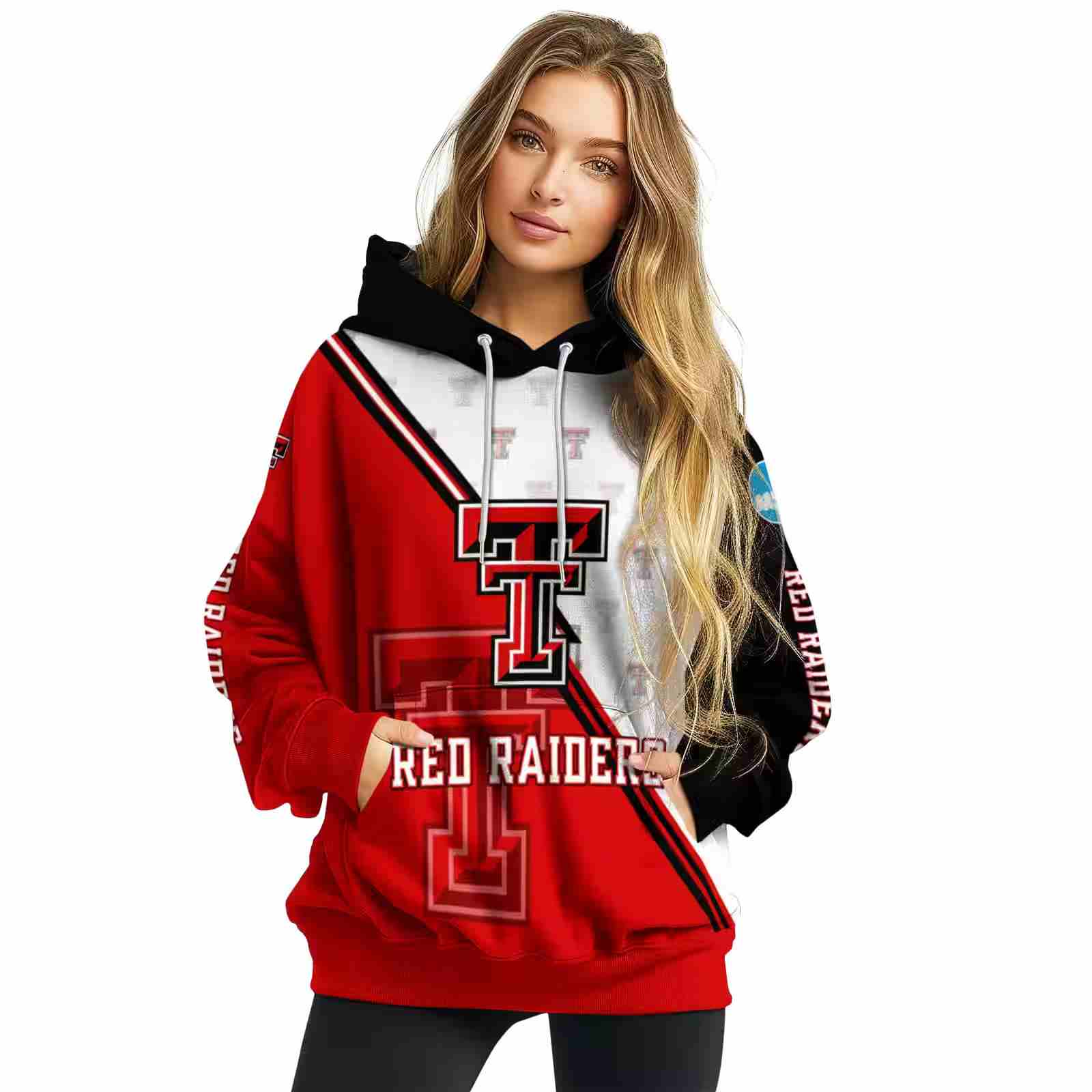 texas tech red raiders diagonal stripe red white hoodie high quality