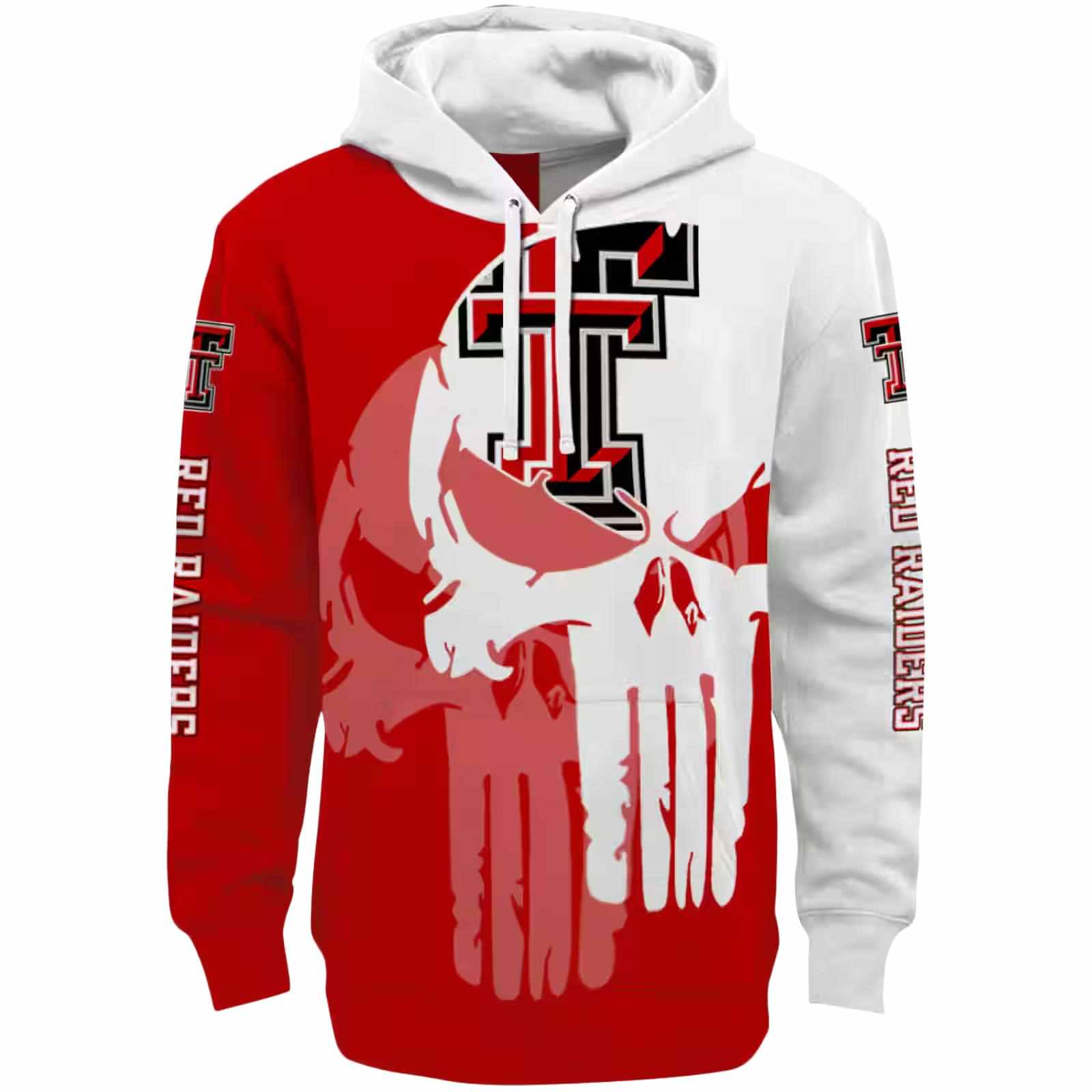 Texas Tech Red Raiders Graphic Punisher Red White Hoodie