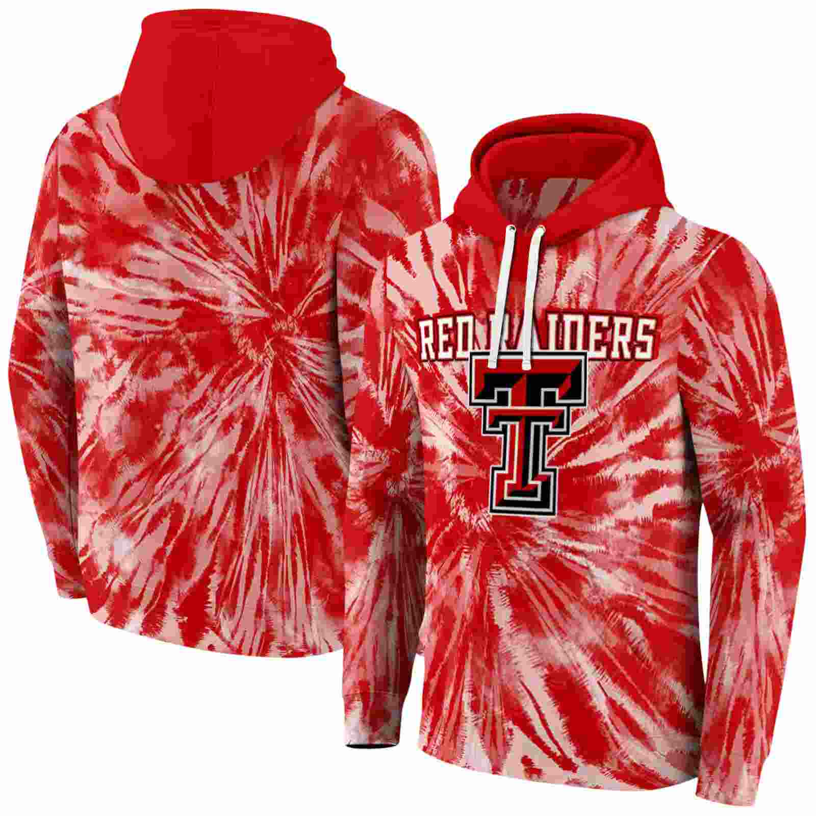 texas tech red raiders tie dye pattern red hoodie fashion forward