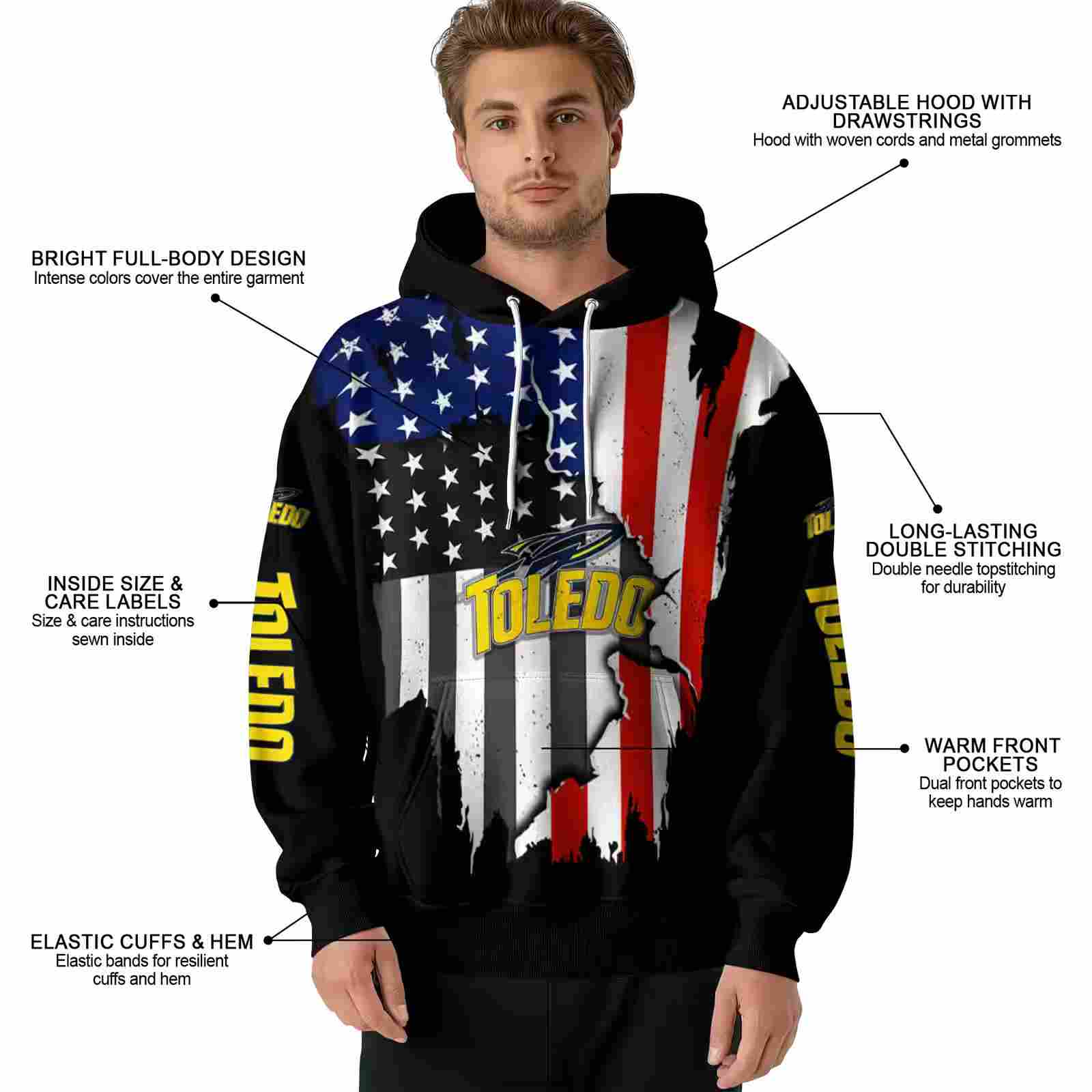 toledo rockets american pride black hoodie latest model