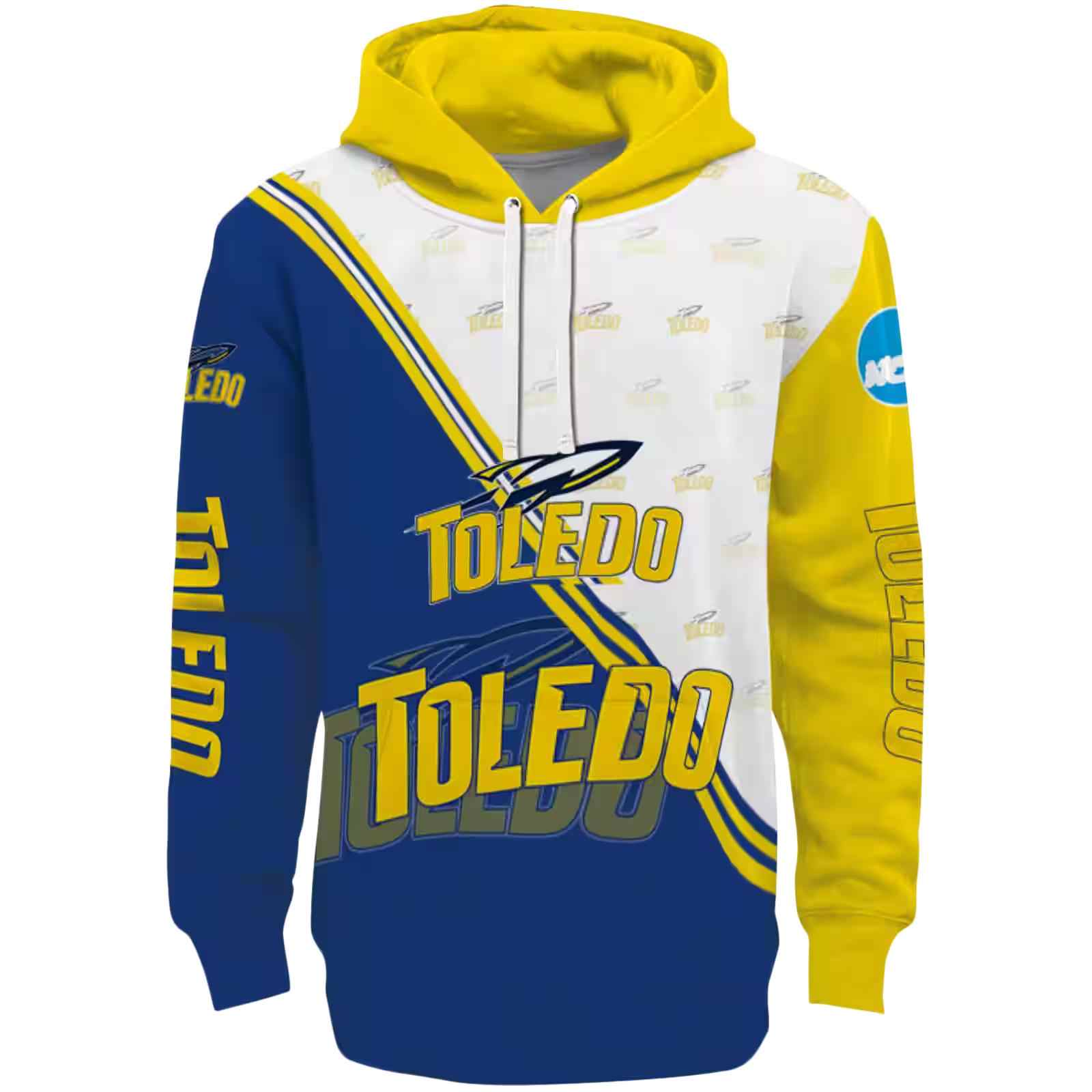 Toledo Rockets Diagonal Stripe Blue White Hoodie