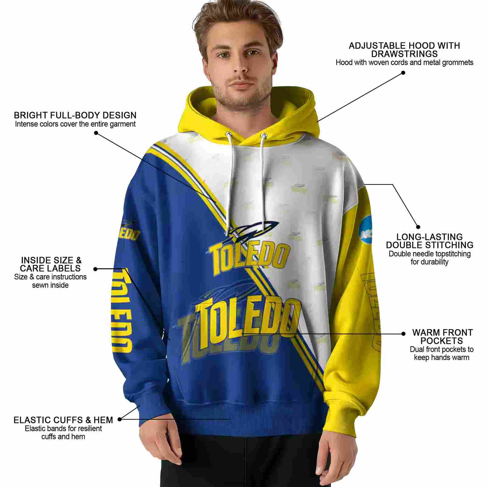 toledo rockets diagonal stripe blue white hoodie latest model