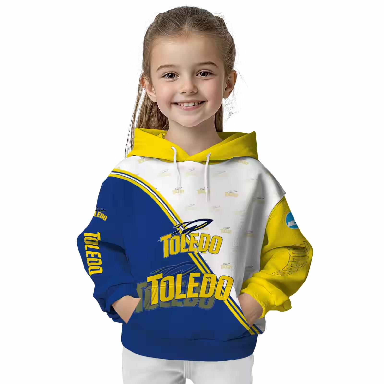 toledo rockets diagonal stripe blue white hoodie top rated