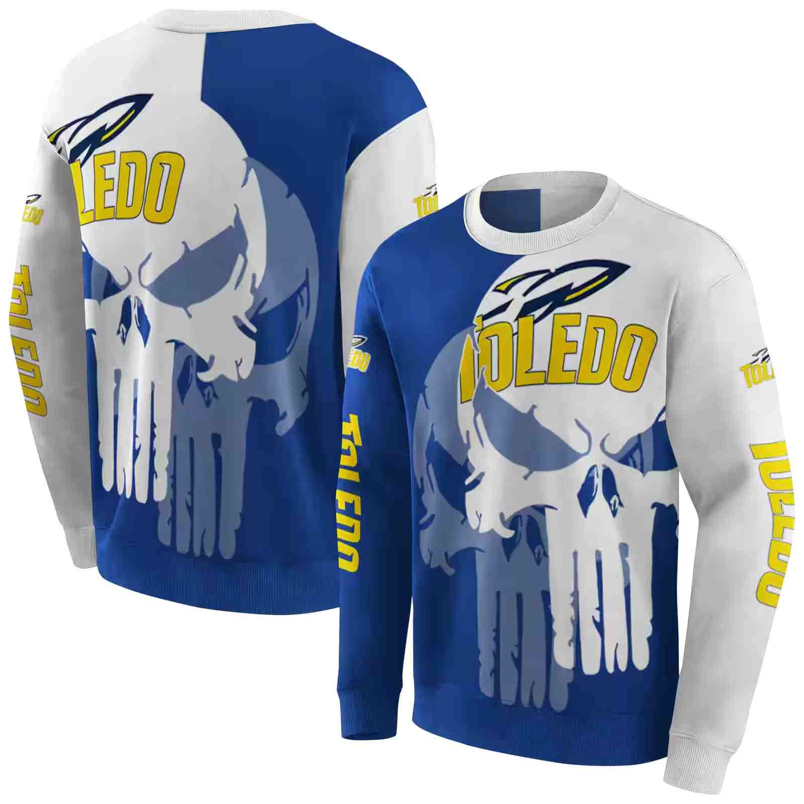 toledo rockets graphic punisher blue white hoodie premium grade