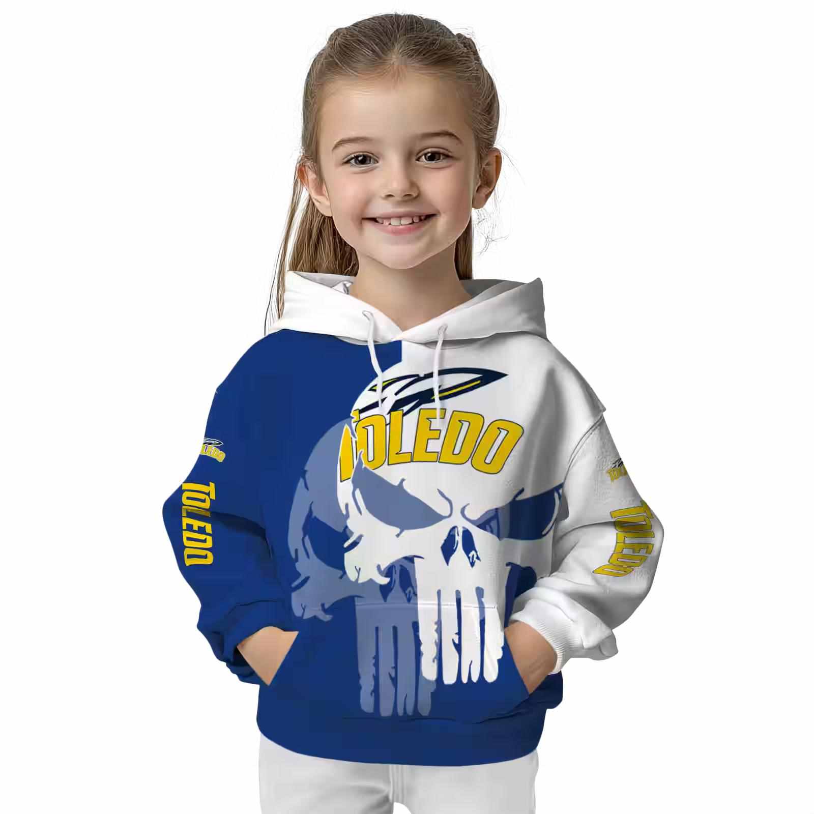 toledo rockets graphic punisher blue white hoodie top rated